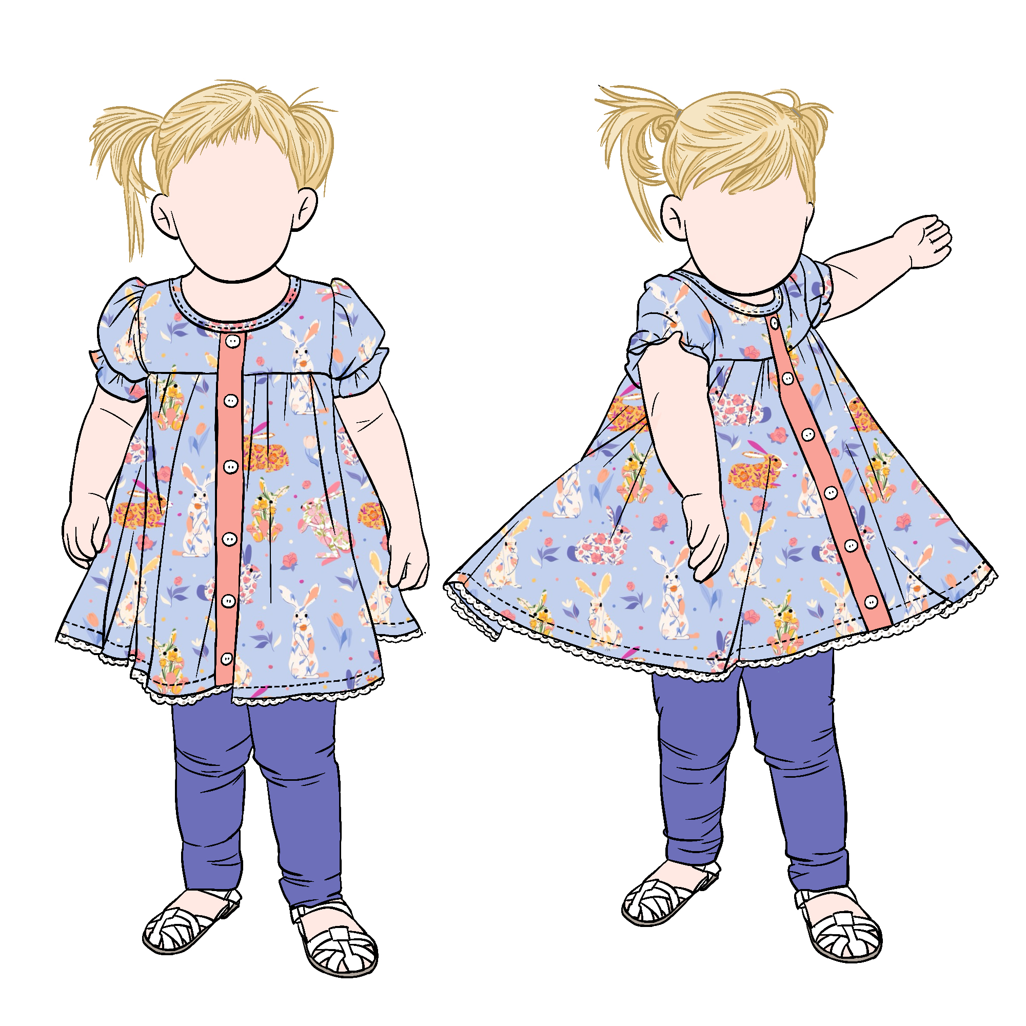 Wholesale Milk Protein Fiber Girl 2pcs Playsets Girls Clothing Set Puff Sleeves Front Buttons Top With Solid Leggings - Image 2