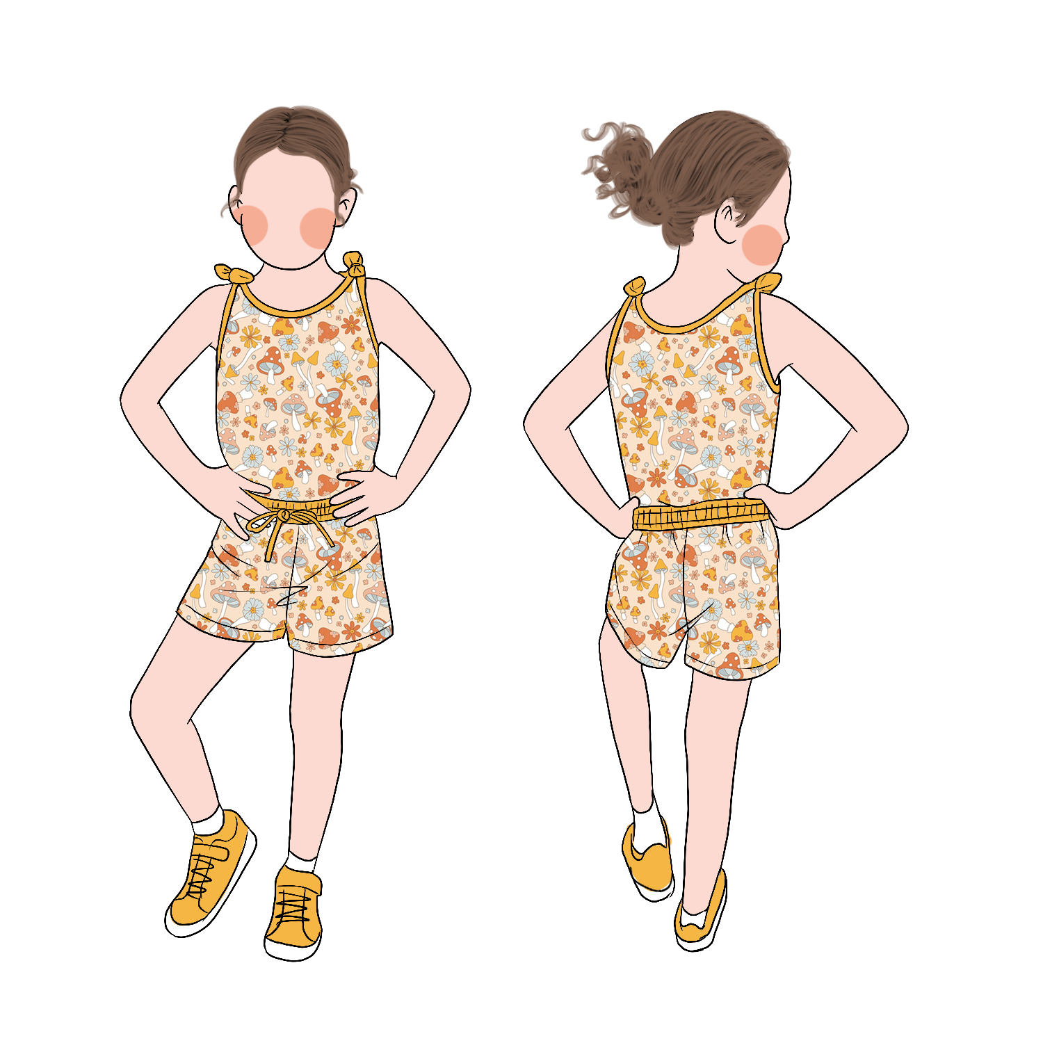 High Quality Girls Tank Sleeveless Top Shorts Romper Bow Shoulder Strap Summer Outdoor Play Romper - Image 6