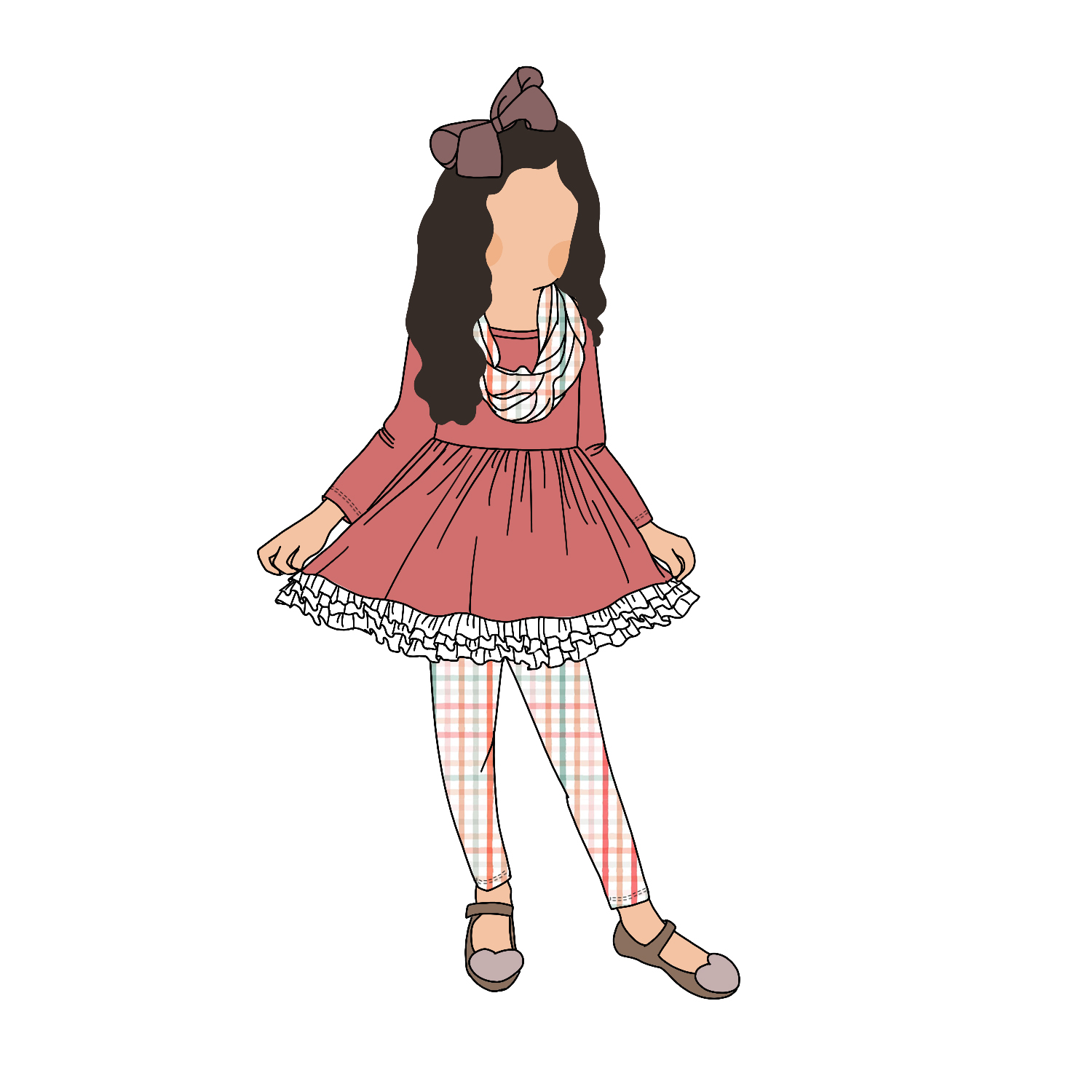 Custom 2pcs Brushed Milk Silk Ruffle Solid Color Dress and Leggings Pant Children Baby Girls Clothing Set for Adults - Image 2