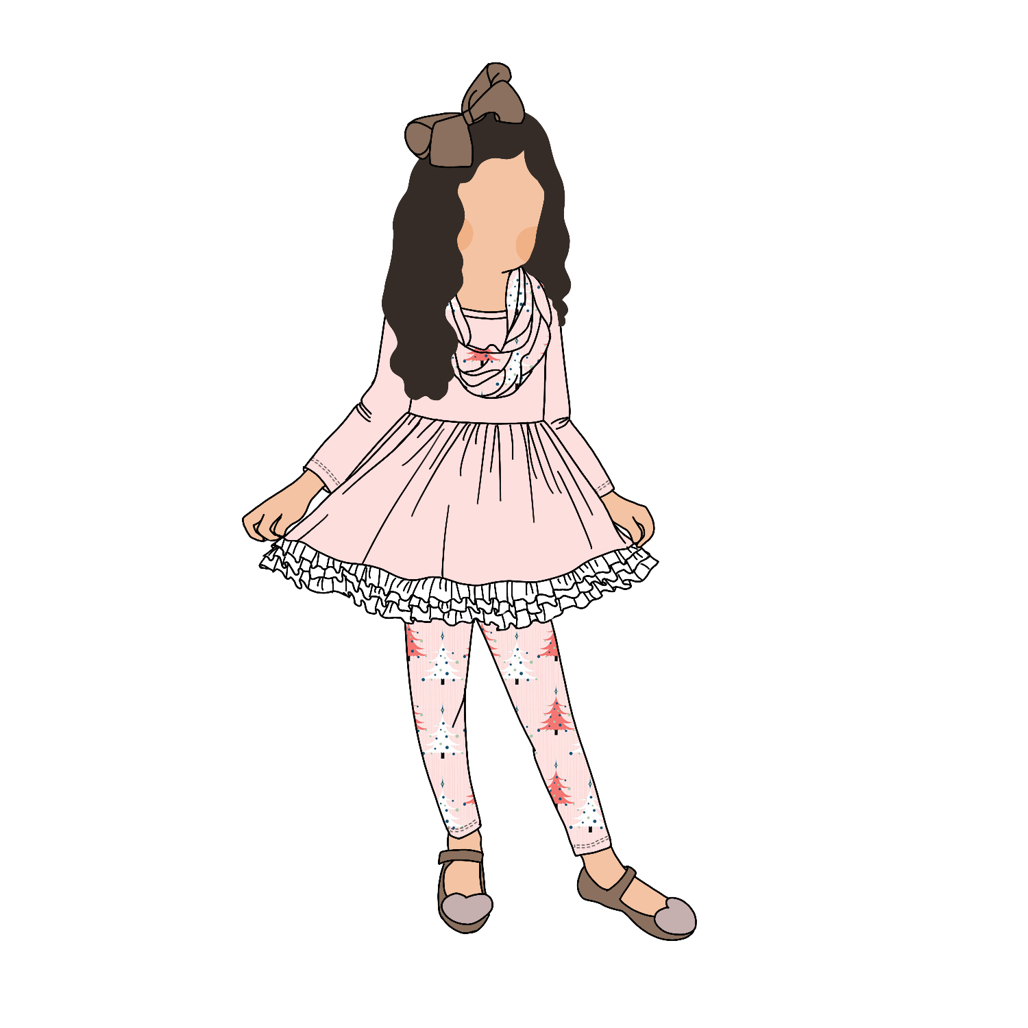 Custom 2pcs Brushed Milk Silk Ruffle Solid Color Dress and Leggings Pant Children Baby Girls Clothing Set for Adults - Image 5