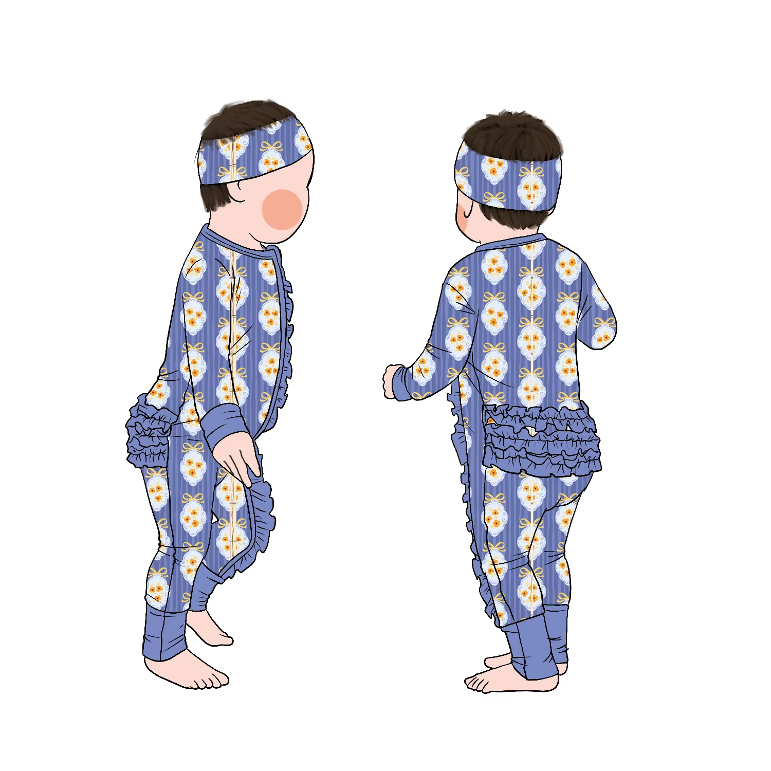 New Arrived High Quality Cute Baby Zipper Butt Ruffle Long Sleeved Pants Romper with Zipper for Easy On/Off Suitable Daily Use - Image 6