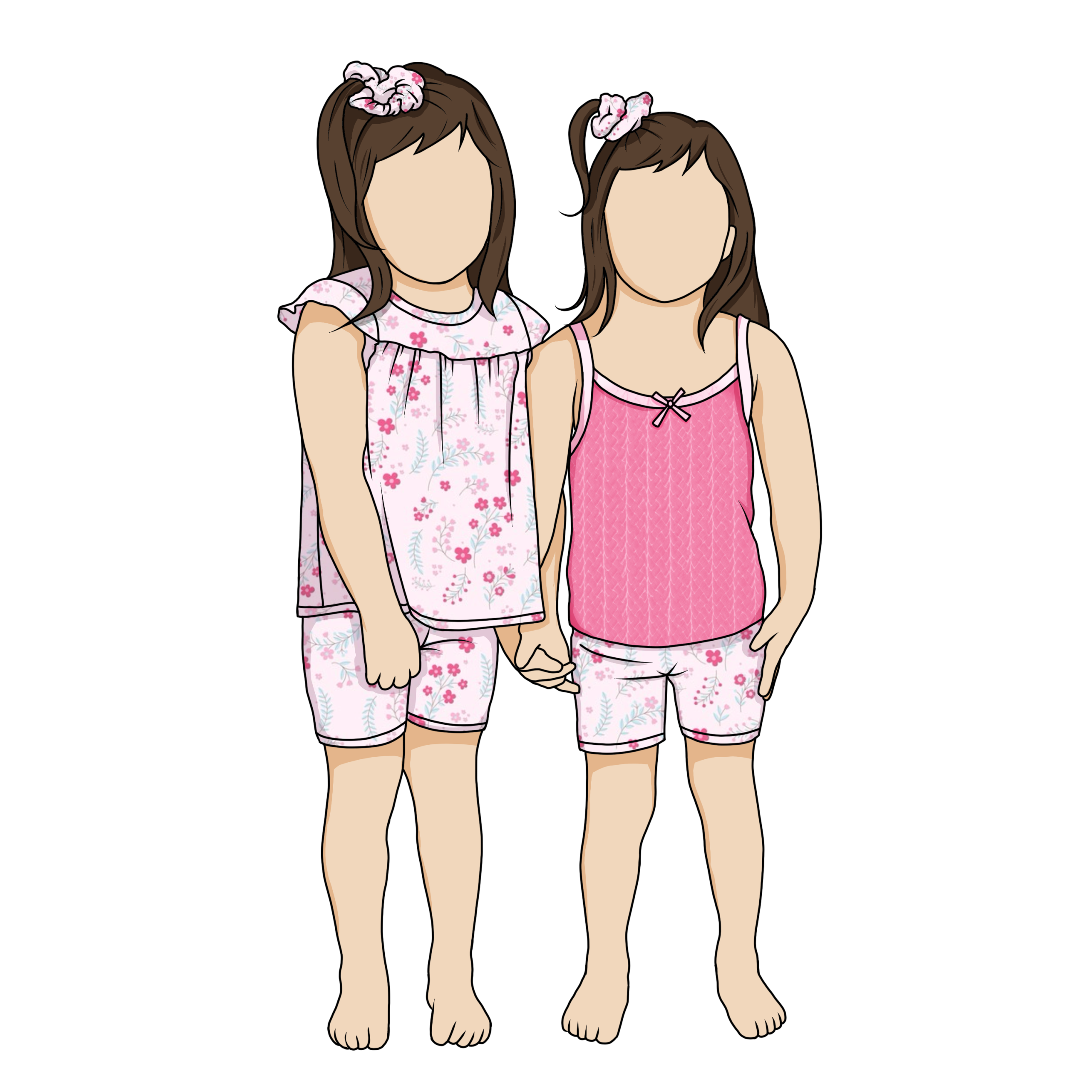 Customized 2pcs Printed Summer Ruffled Neck Short Sleeves Camisole Cute Floral Baby Girls Clothing Set - Image 3