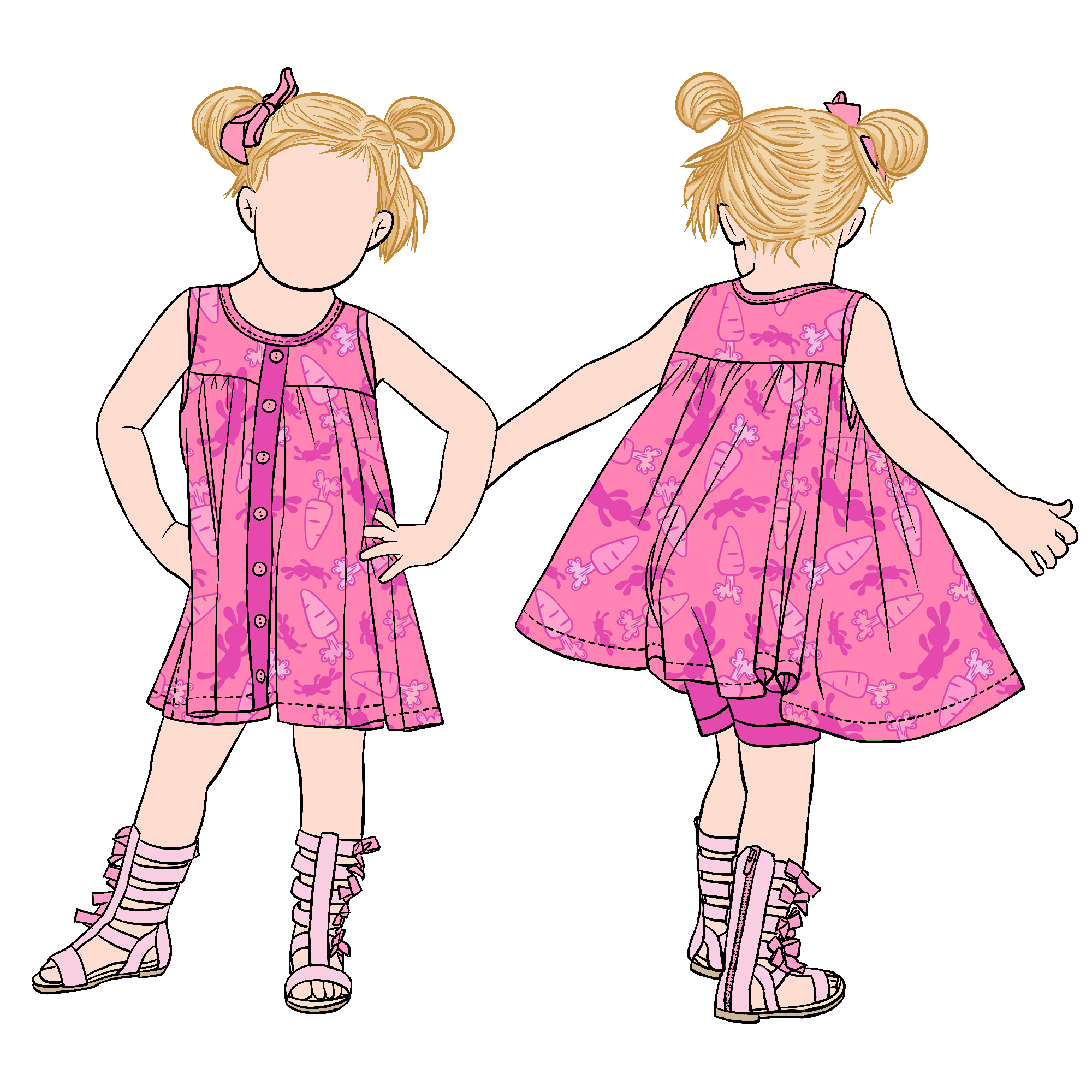 2025 Wholesale Custom Milk Protein Fiber 2pcs Sleeveless Solid Shorts Girls Skirt With Button Dress - Image 2