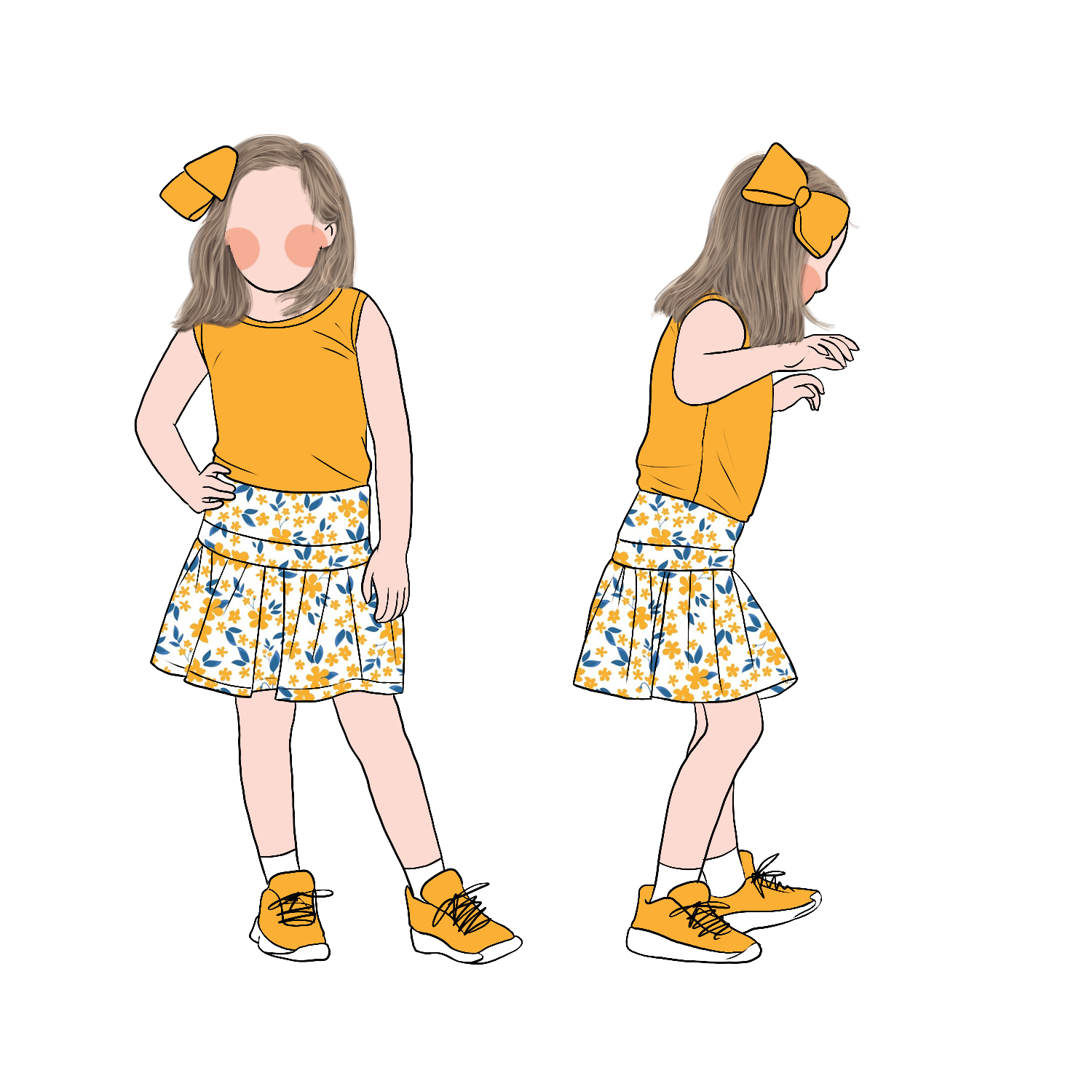 Wholesale Custom Pretty Popular Soft Cool Girls Solid Tank Top Matching Floral Skirt Dress Set for Kids Girls - Image 6