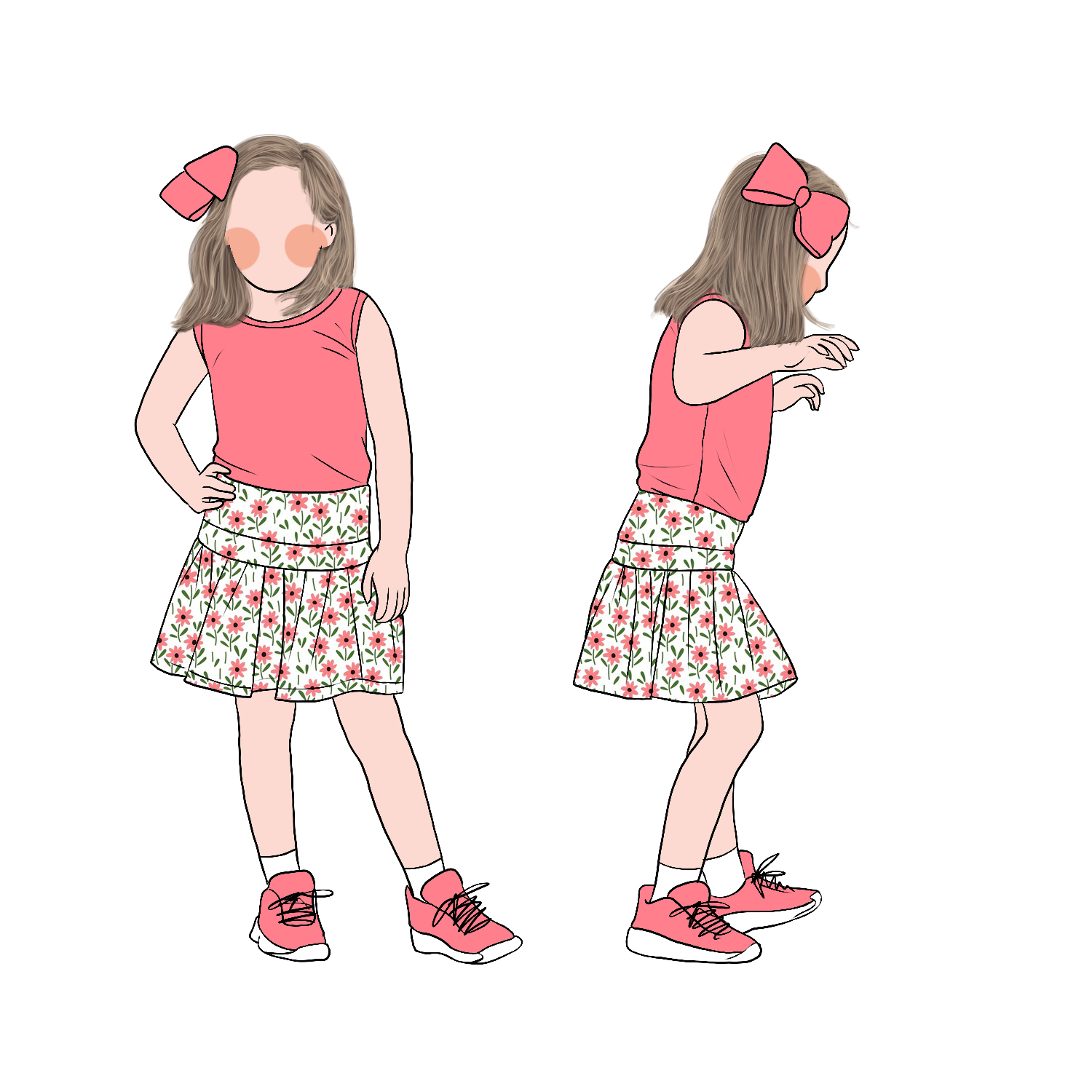 Wholesale Custom Pretty Popular Soft Cool Girls Solid Tank Top Matching Floral Skirt Dress Set for Kids Girls - Image 5