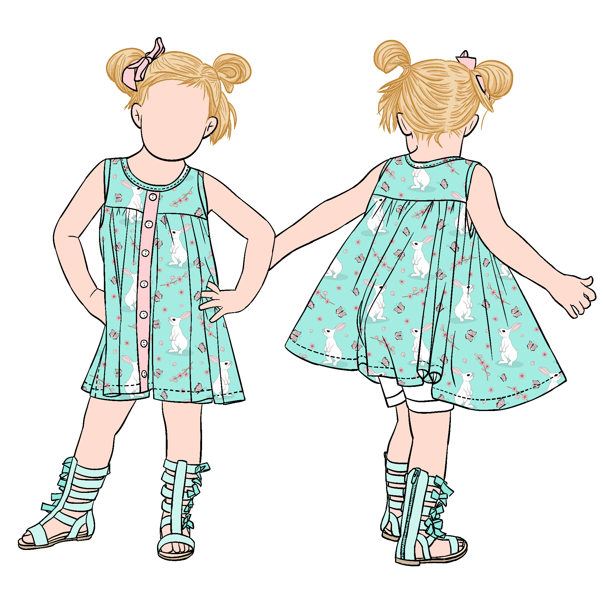 2025 Wholesale Custom Milk Protein Fiber 2pcs Sleeveless Solid Shorts Girls Skirt With Button Dress - Image 4