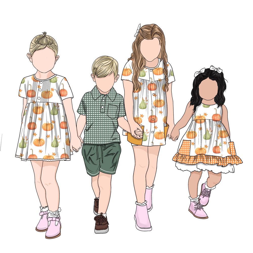 Summer Outside Wear Breathable Short Sleeve T-shirt and Skirt Borther and Sister Cloth Set Colorful Print Family Cloth Set - Image 6