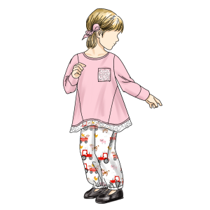 Custom Popular Solid Color Long Sleeve Knit Princess Girls Clothing Set Front Heart Pocket Casual Print Style for Summer Spring