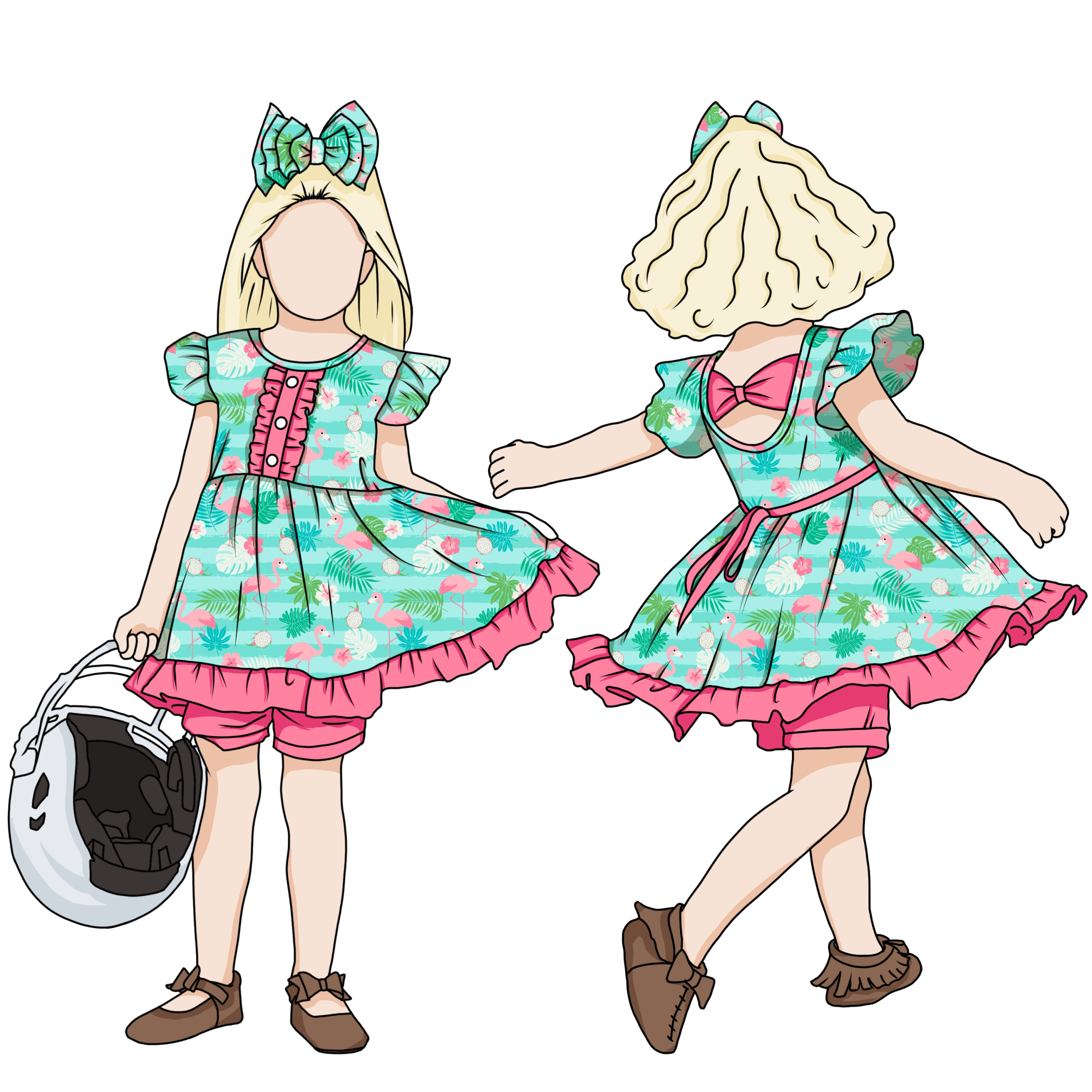 Super Quality Low Price Ruffle Sleeve Front Buttons Bow Back Girl Dress Matching Shorts for Kids - Image 3