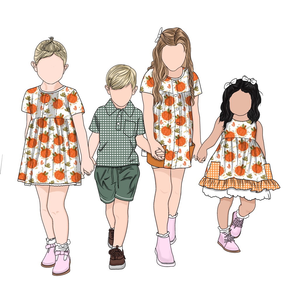 Summer Outside Wear Breathable Short Sleeve T-shirt and Skirt Borther and Sister Cloth Set Colorful Print Family Cloth Set - Image 2