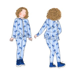 Good Quality Promotional Autumn/Winter Style Girls Ruffle Zipper up Hoodie Top with Legging Sets Suitable for Daily Outdoor Wear