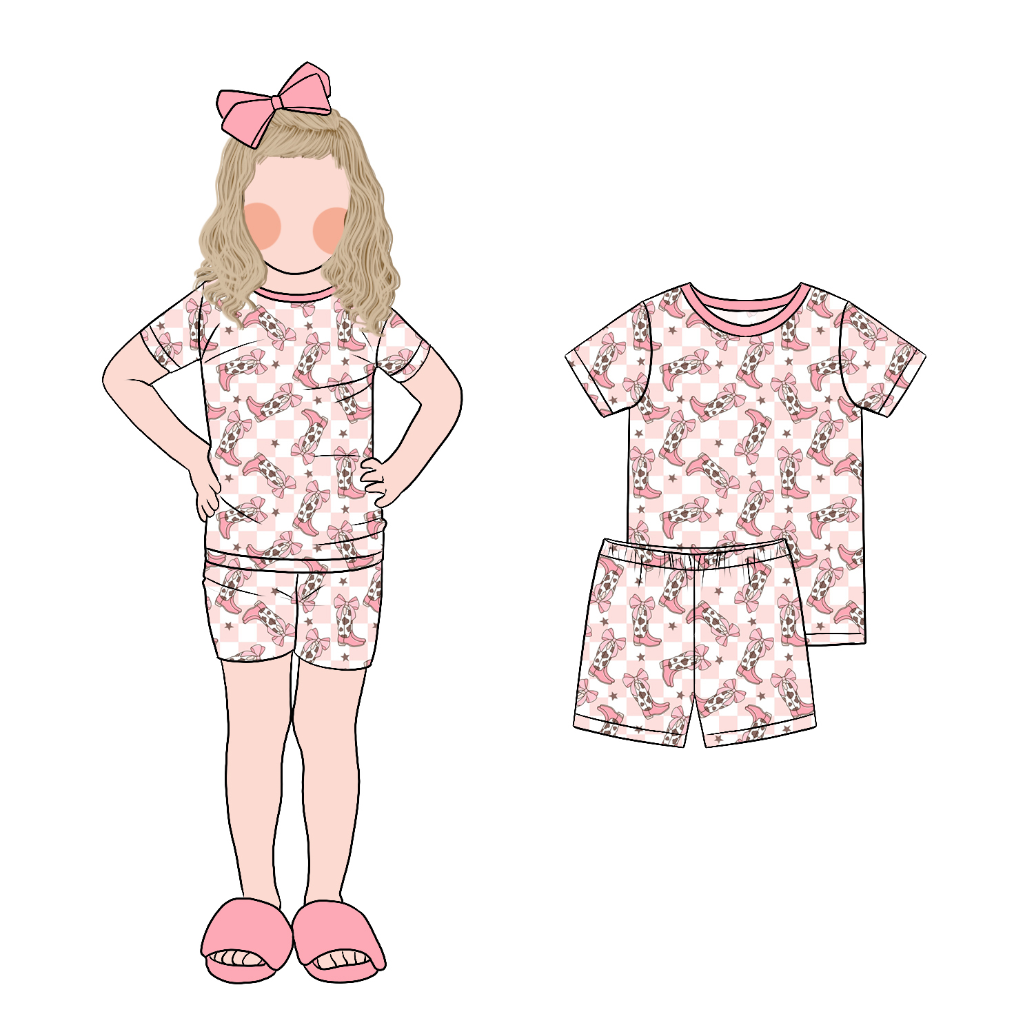 Custom Cool and Comfortable Summer Girls Short Sleeves T-Shirt Top and Shorts Clothing Set for Baby Girls - Image 4