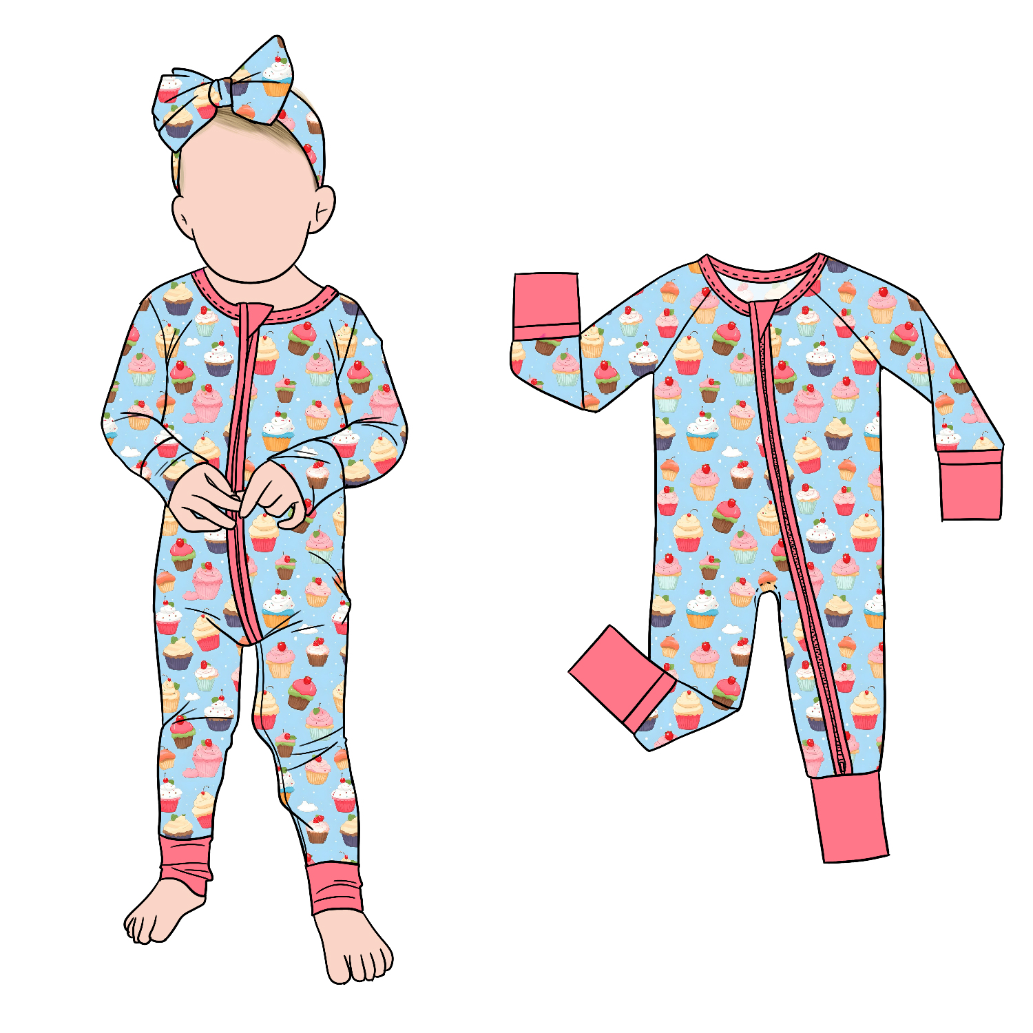 High Quality Comfortable Sweet Dessert Print Bamboo Zipper Baby Romper Breathable Bamboo Infant Sleep Suit - Image 2