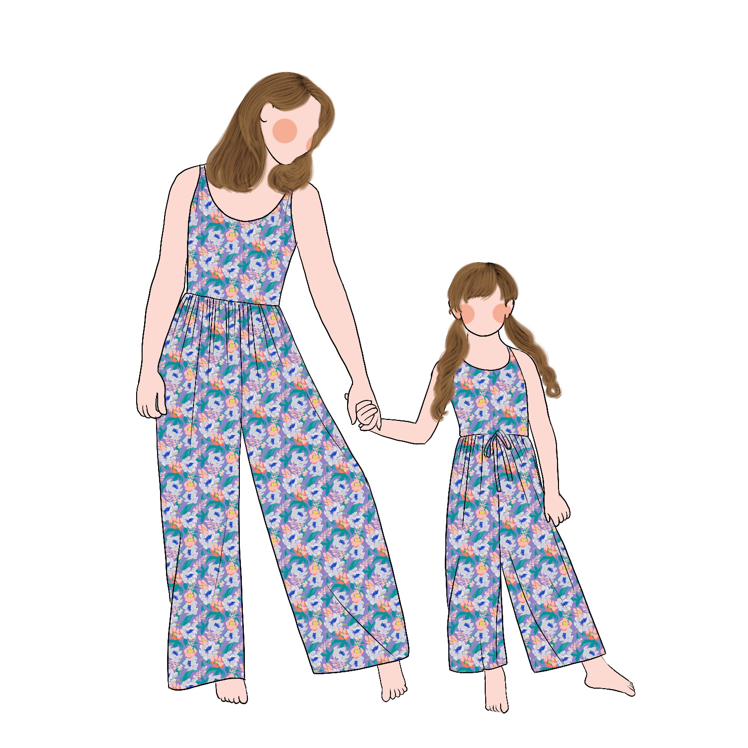 Wholesale Milk Protein Fiber Mommy and Me Summer Shoulder Straps Jumpsuit Girls Leggy Romper Family Matching Outfits - Image 5