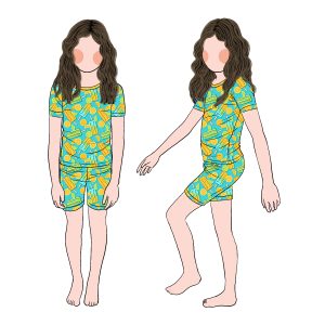 Comfortable Printed Bamboo 2pc Girls Top and Shorts Set Girls Loungewear Set for Children