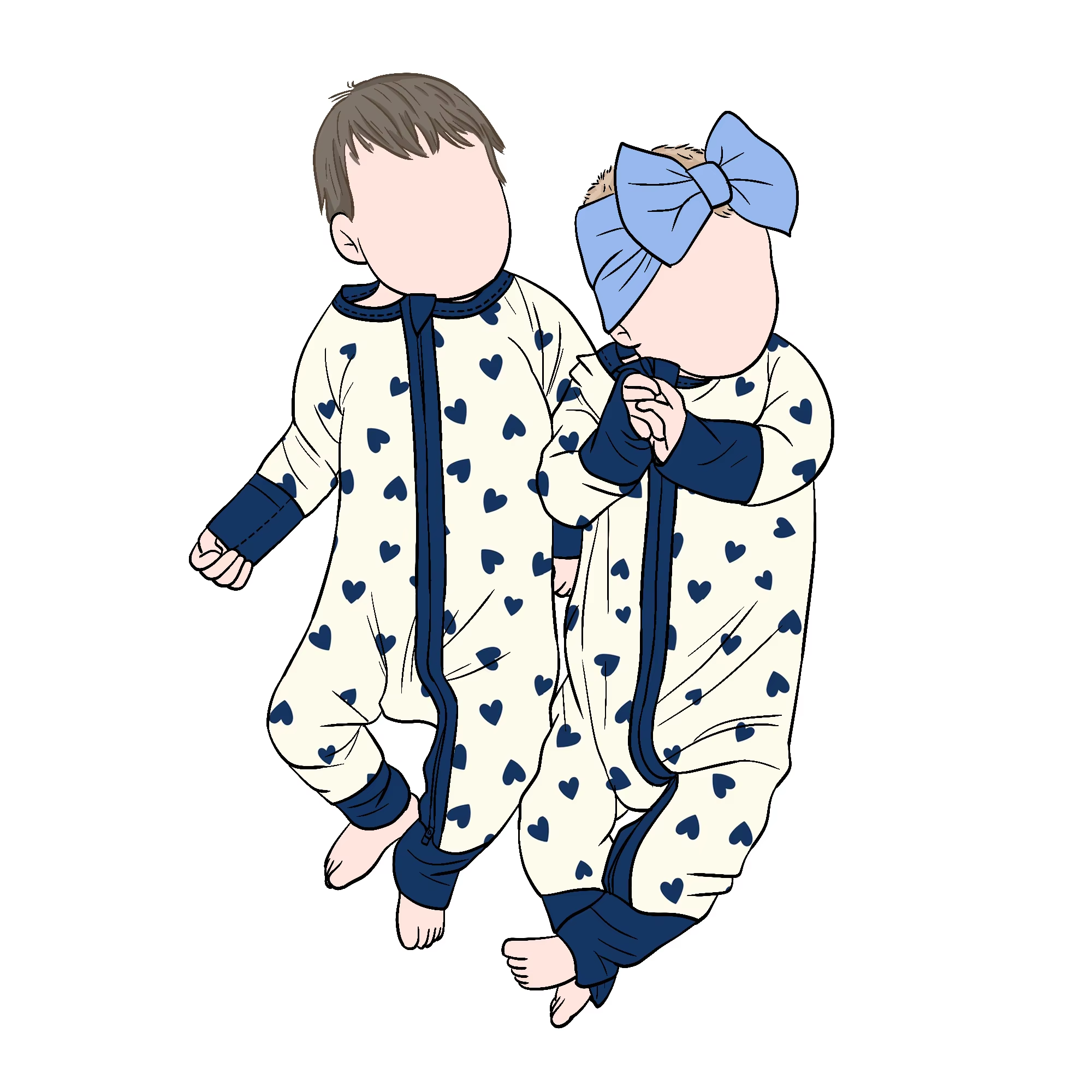 Custom Bamboo Baby Romper Long Sleeve Sleepers 2-Way Zipper Closure Romper Toddler Baby Kids Pajamas - Image 2