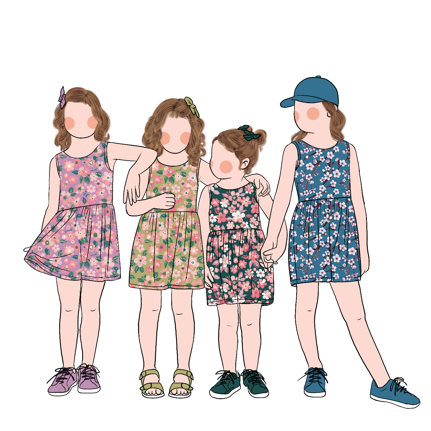 Wholesale Cute Sister Matching Set Girls Tank Top Jumpsuit with Two Side Pockets Outfits for Sisters Twin Sister Outfits - Image 3