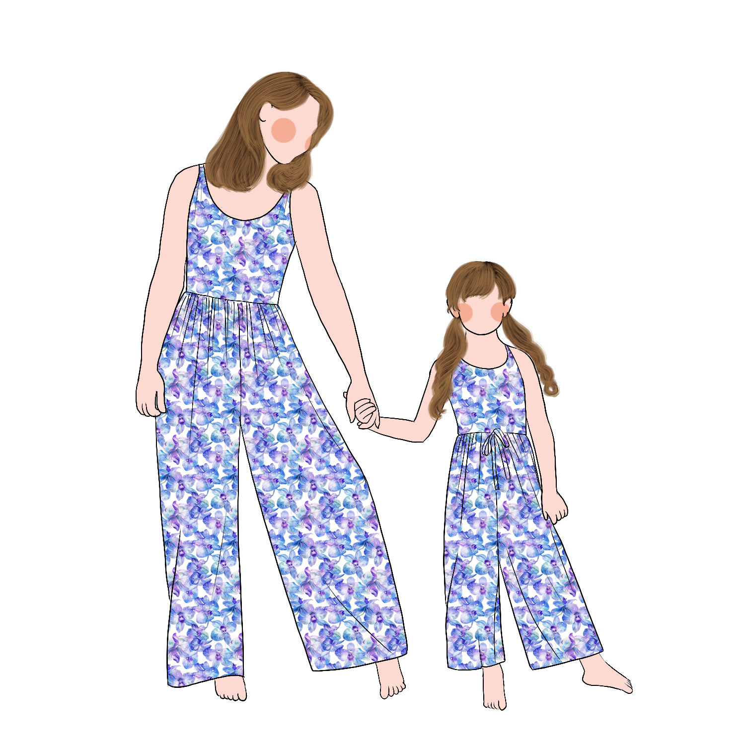 Wholesale Milk Protein Fiber Mommy and Me Summer Shoulder Straps Jumpsuit Girls Leggy Romper Family Matching Outfits - Image 6