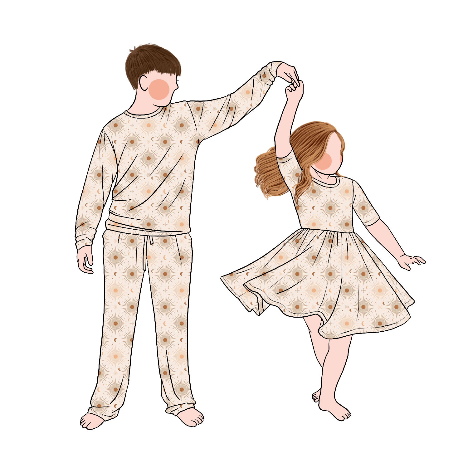 Wholesale Milk Protein Fiber Protein Fiber Flutter Long Sleeves Boy 2pc Set Match Girl Twirl Dress for Casual Wear - Image 3