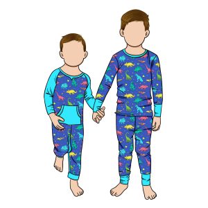 Wholesale Custom Printed Premium Boy Long Sleeve Top and Pant With Pocket Snap Button for Kids