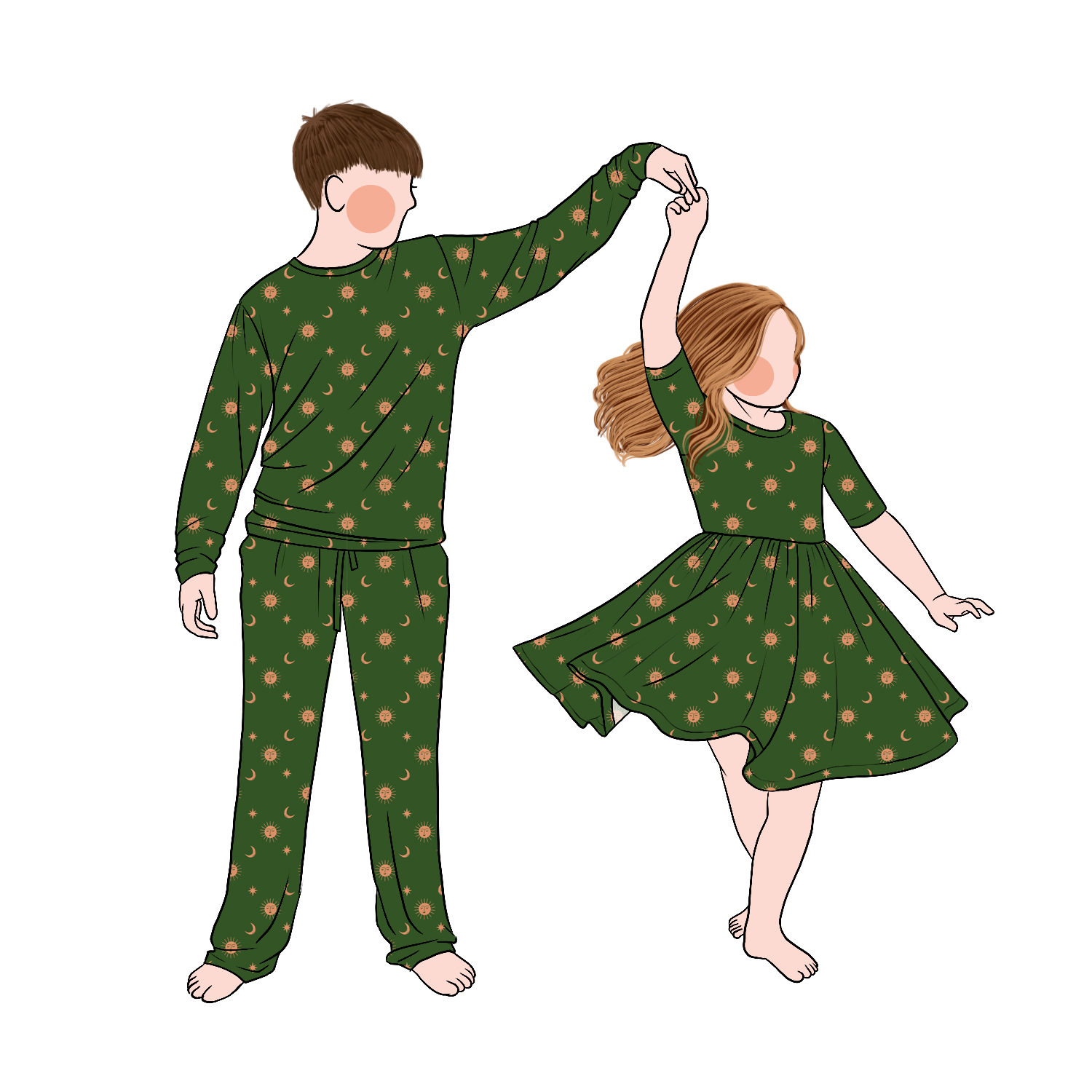 Wholesale Milk Protein Fiber Protein Fiber Flutter Long Sleeves Boy 2pc Set Match Girl Twirl Dress for Casual Wear