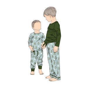 All-Season Milk Protein Fiber Christmas Style Printed Tree Pattern Long Sleeve Baby Boys Brother Long Sleeve Top and Pant