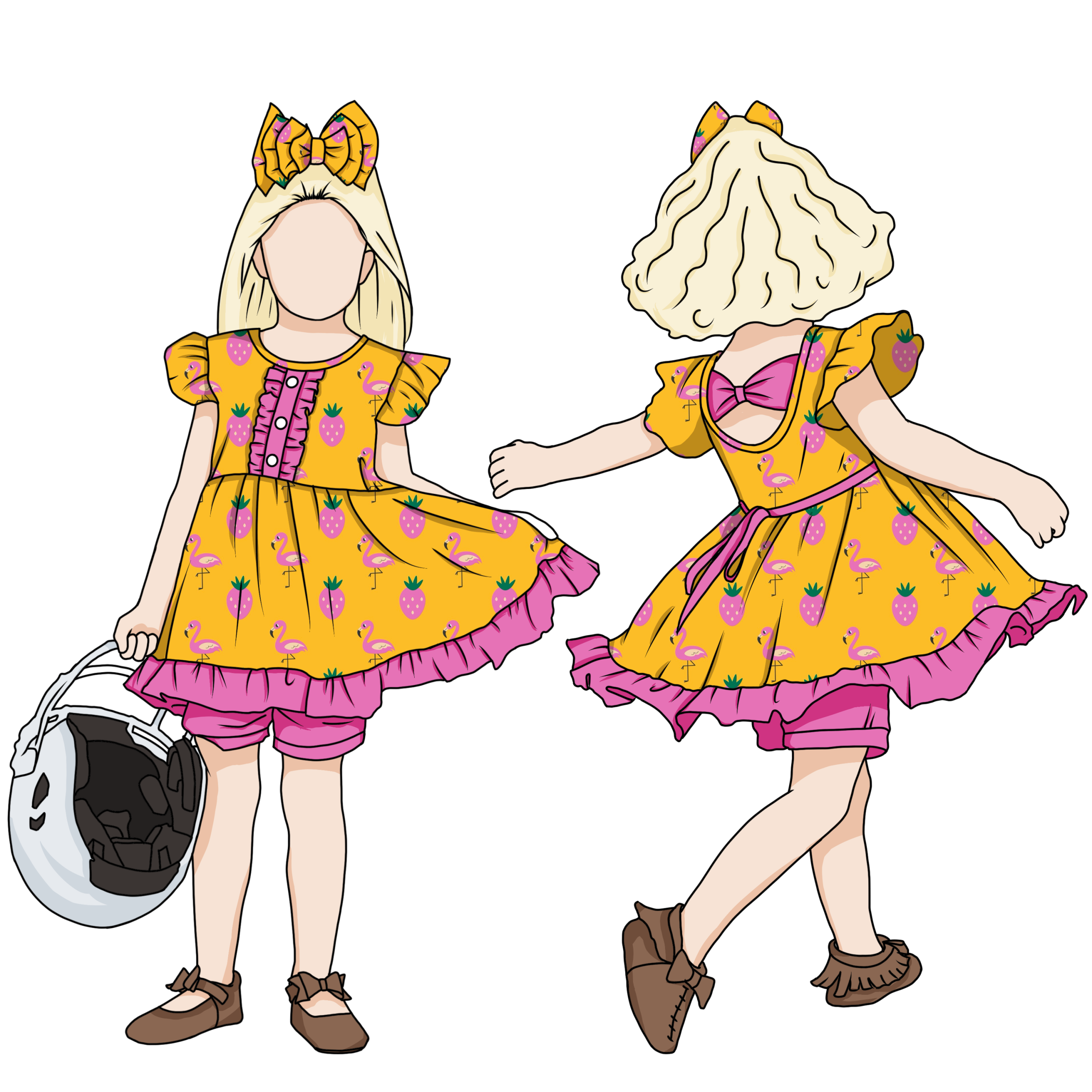 Super Quality Low Price Ruffle Sleeve Front Buttons Bow Back Girl Dress Matching Shorts for Kids - Image 2