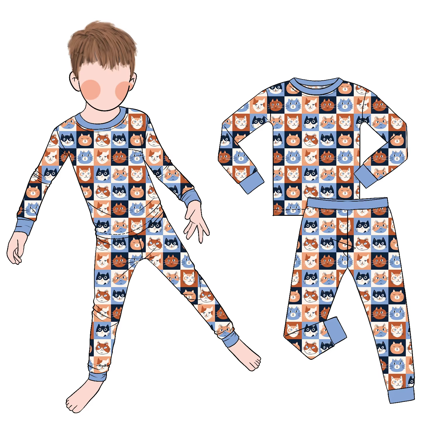 High Quality Comfortable Latest Hot Sale Custom Bamboo Fiber Kids Long Sleeve Pants Spring Autumn Set Toddler Sleepsuit Clothes - Image 4