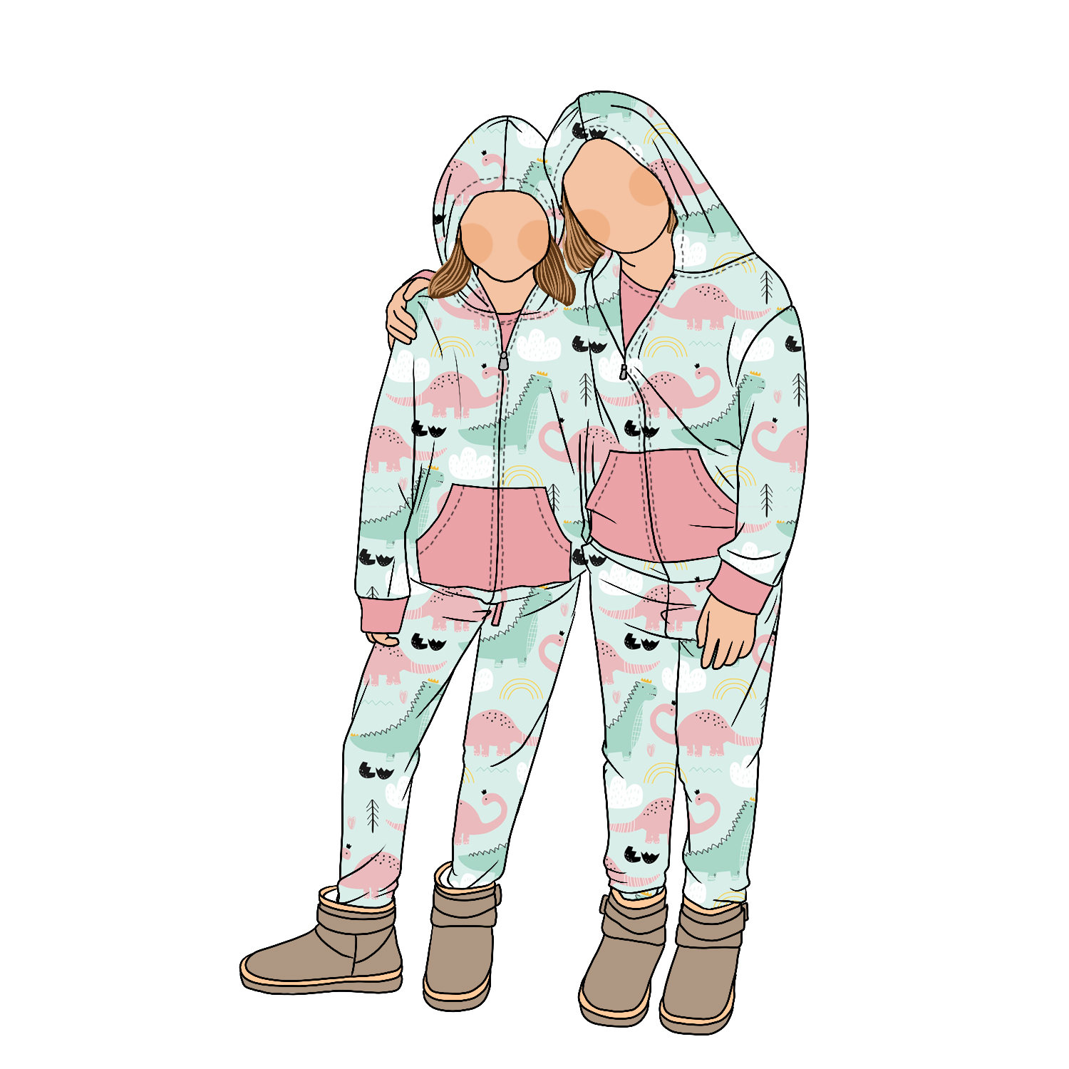 2pc Set Brushed Milk Silk Printed Animal Pattern Baby Kids Girls Boys Winter Hoodies Sweatshirts Set With Solid Front Pocket - Image 4