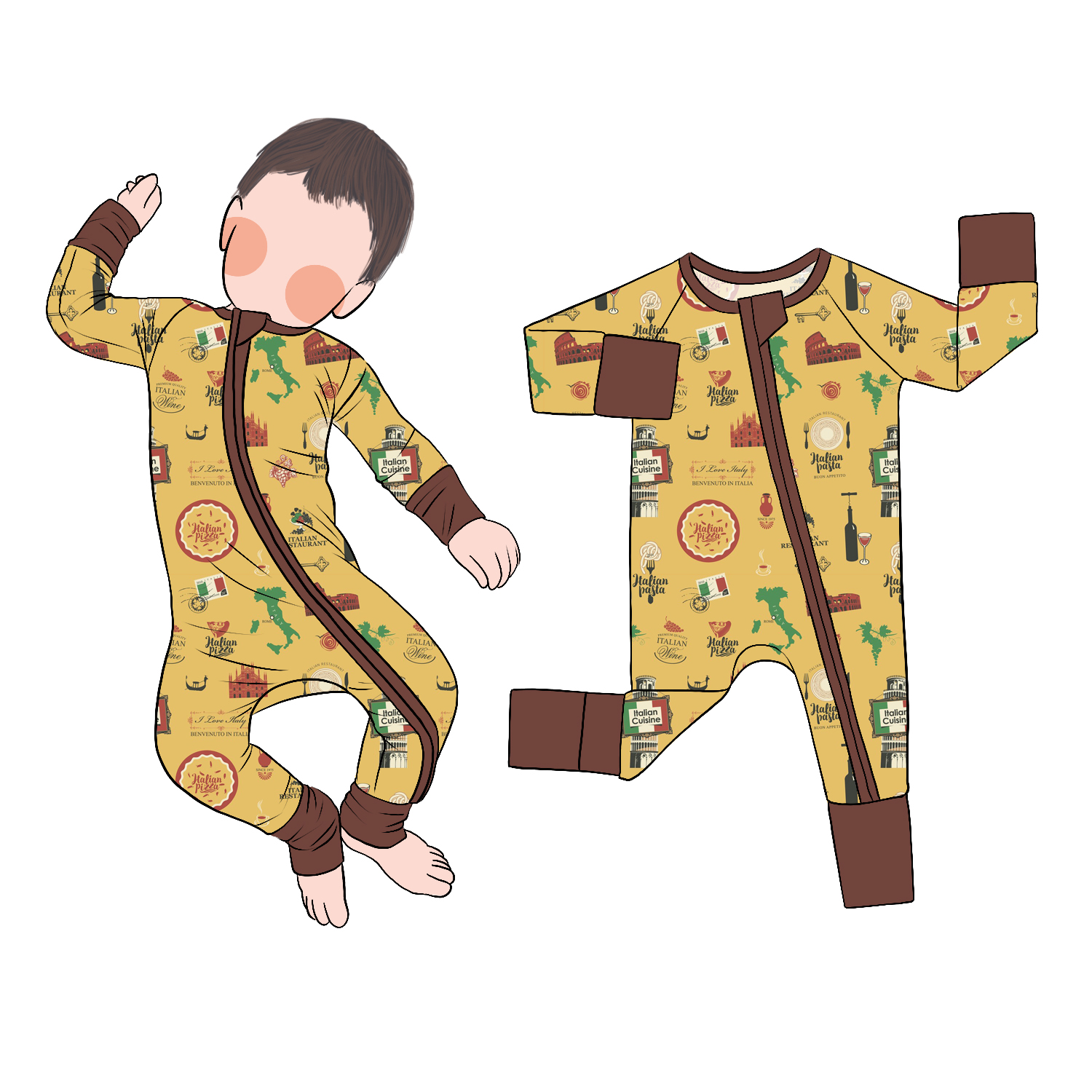 Hot Selling Cute Style Bamboo Toddler Romper for Kids and Children Printed Color with Zipper - Image 6