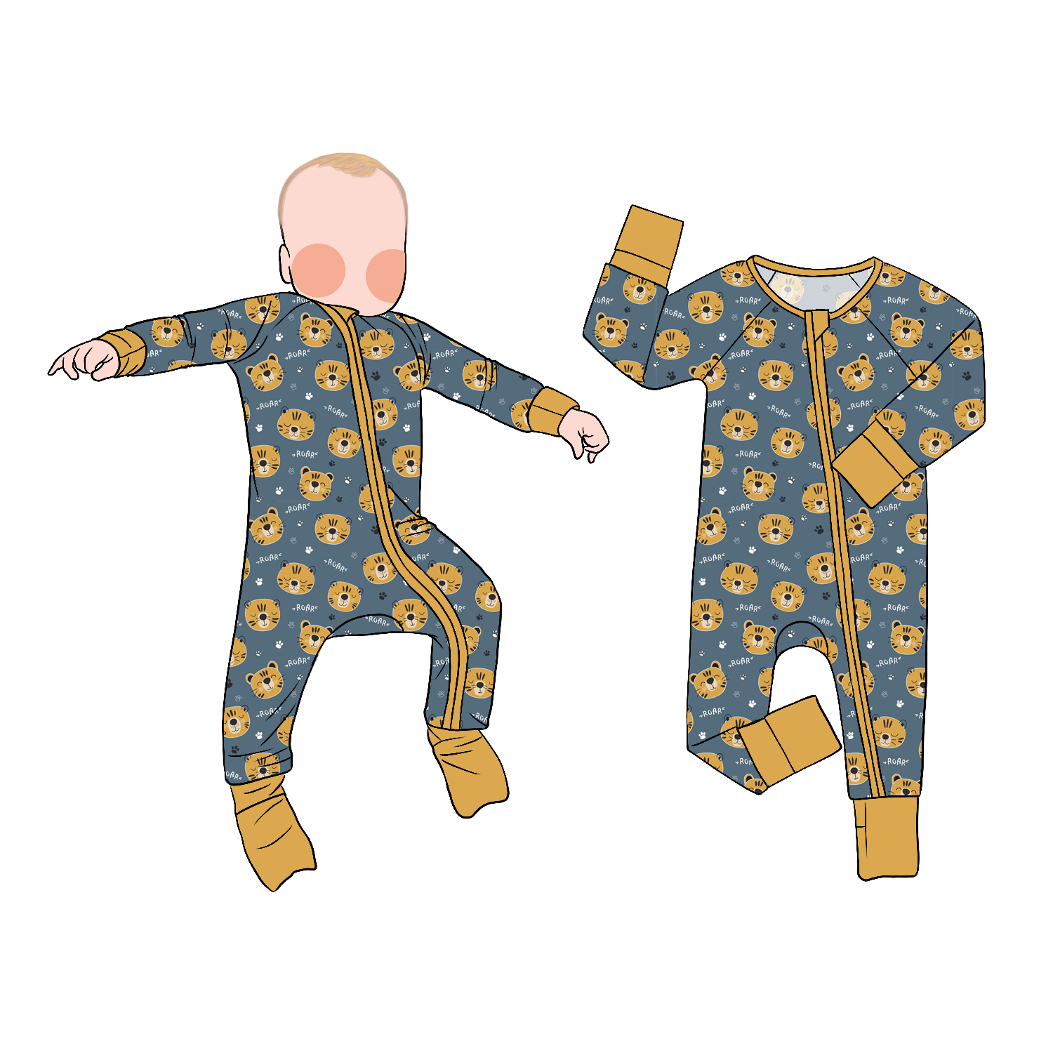 Hot Selling Custom Butter-Soft Bamboo Zipper Romper Casual Print Baby Pajamas for Kids - Image 5