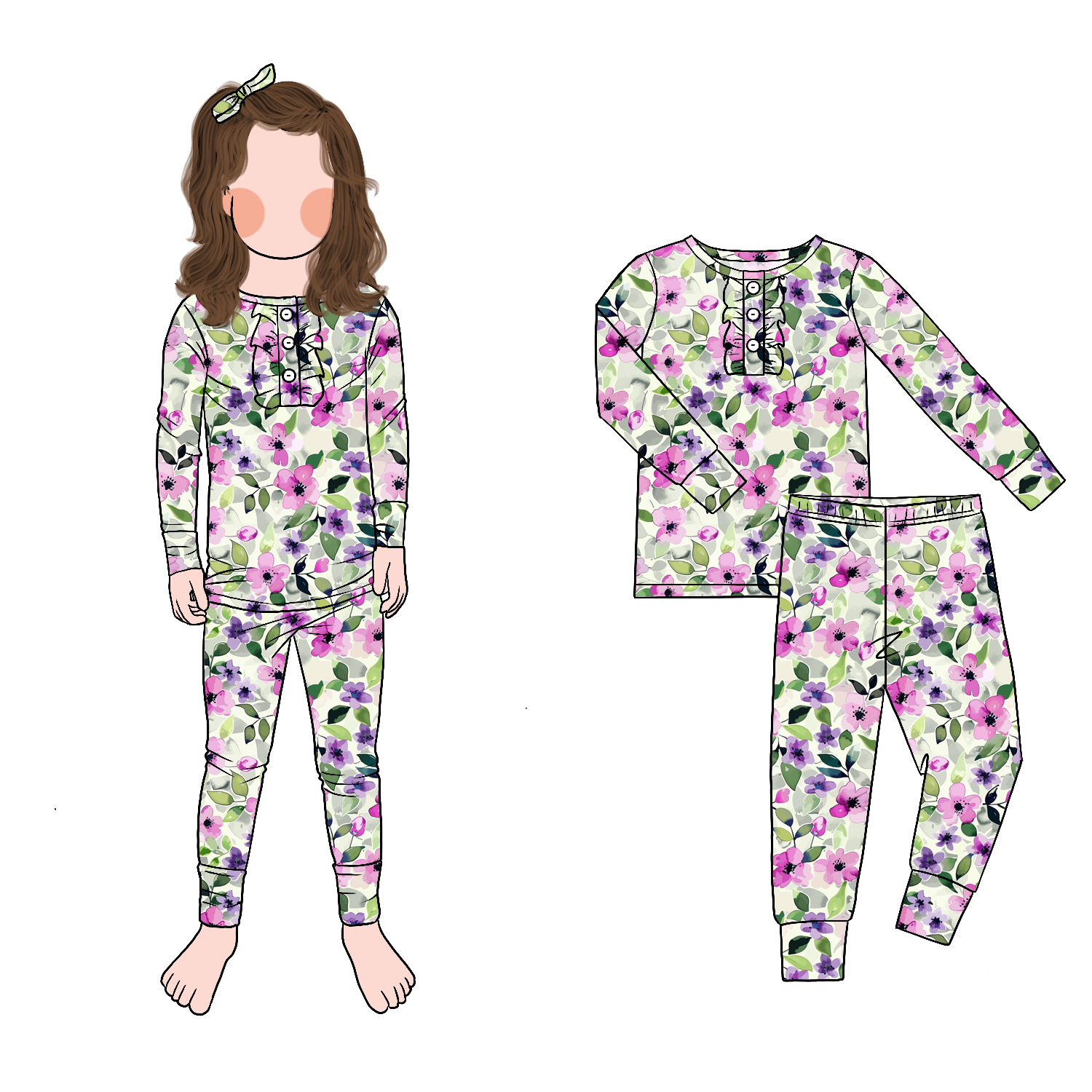 High Quality Girl Two-Piece Pajamas Set Ruffle Front Trim Long Sleeve Pants Print Soft Home Clothing for Daily Wear Autumn - Image 6