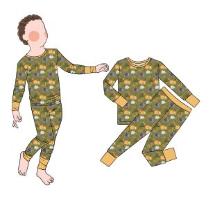 All-Season 2pc Bamboo Boy Sleepwear Set New Design Classic Clothing for Home Use with Printed Pattern