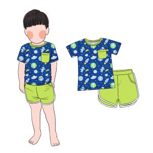 New Arrival Baby Boy Clothing Set Boutique Casual 2PC Pocket Shorts Custom Colors Summer Short Sleeves Polyester Fabric Printed