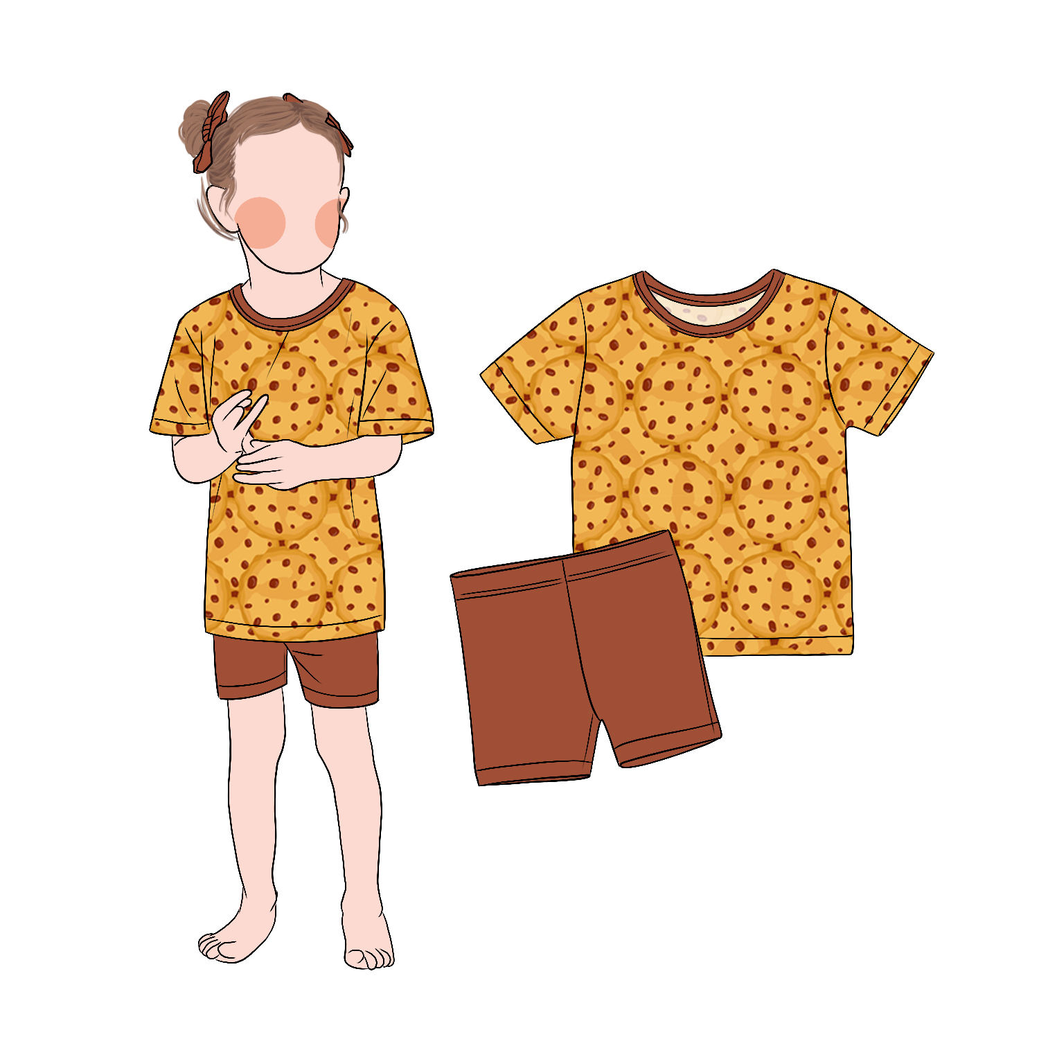 Low Price Sweet Style Short Sleeves T-Shirt and Short Pants Brushed Milk Protein Fiber 2pc Girl Cloth Set for Daily Wear - Image 6