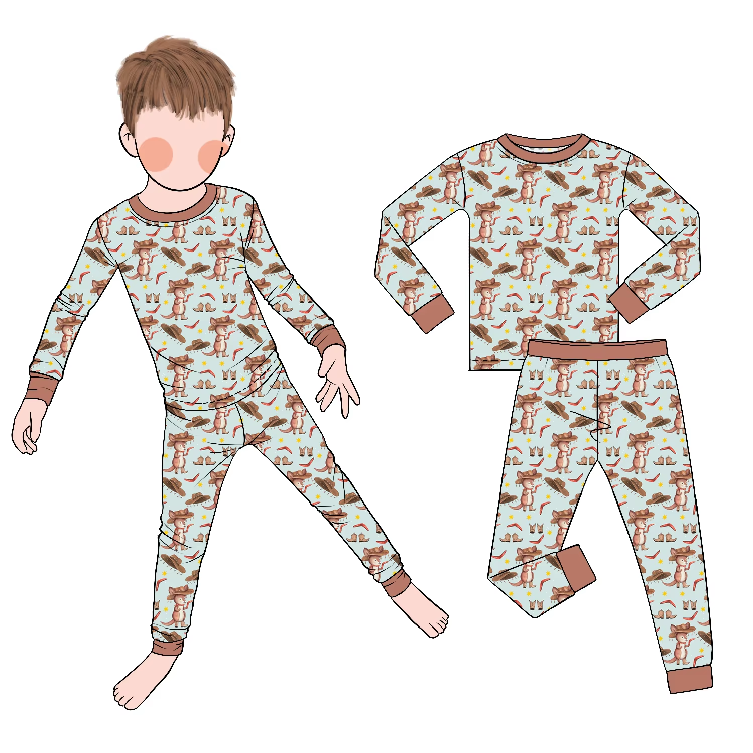 High Quality Comfortable Latest Hot Sale Custom Bamboo Fiber Kids Long Sleeve Pants Spring Autumn Set Toddler Sleepsuit Clothes - Image 3