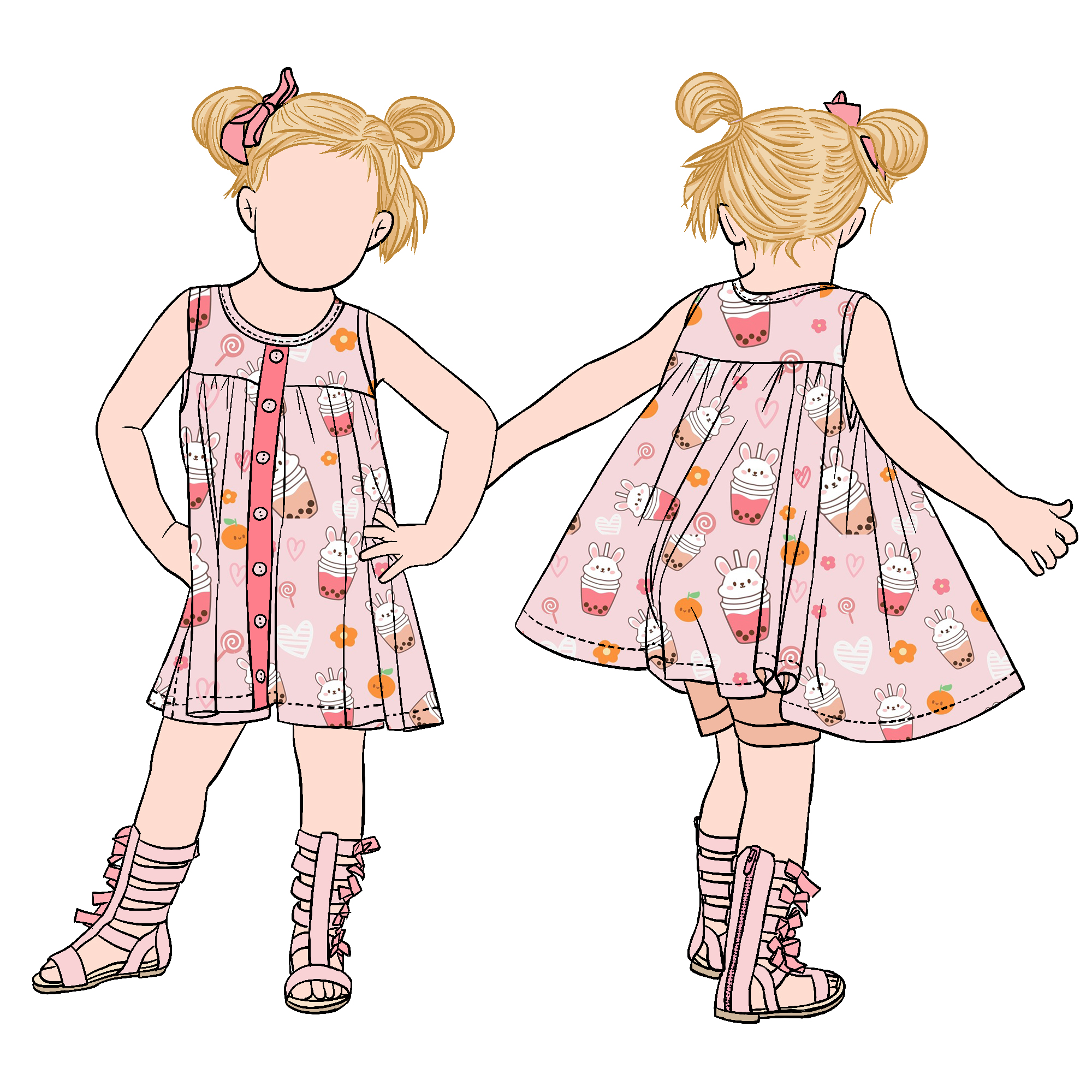 2025 New Design Custom Milk Protein Fiber 2pcs Sleeveless Solid Shorts Girls Skirt With Button Dress - Image 5