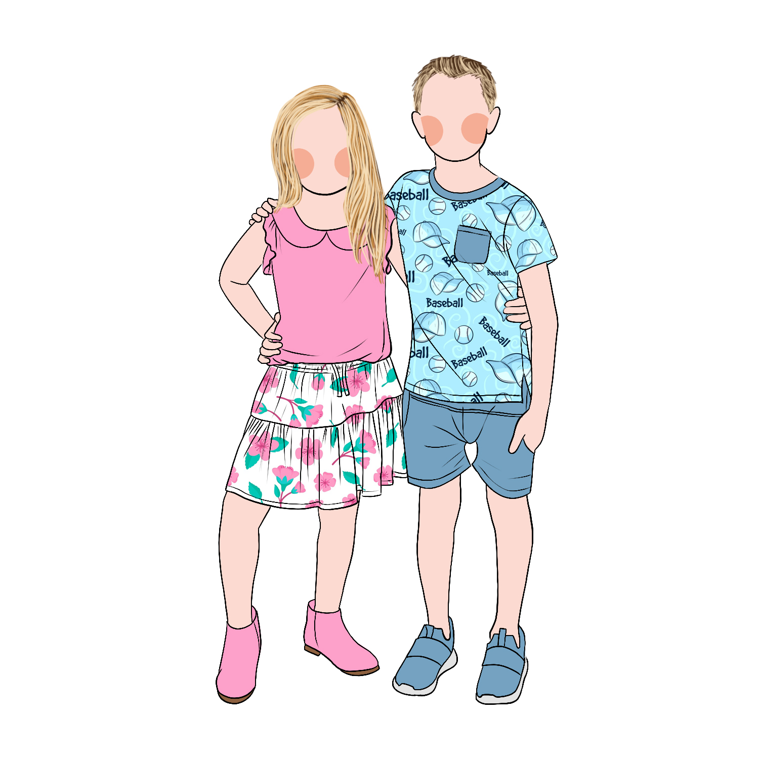 Hot Sale Summer Princess Kids Baby Girls Summer Clothes Sets 2pcs Peter Pan Shirt With Cute Skirt Set - Image 2