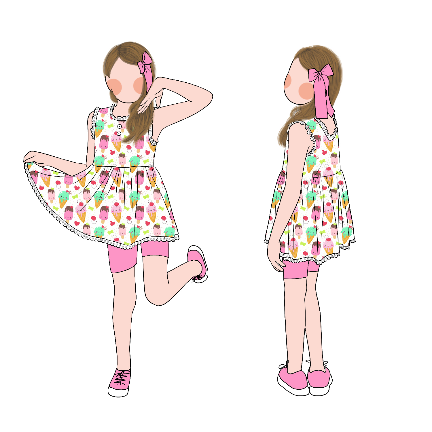 Top Summer Beach Ultra-Soft Comfortable Girls Children Clothing Sets Summer Girl Lace Trim Tunic Set With Shorts - Image 4