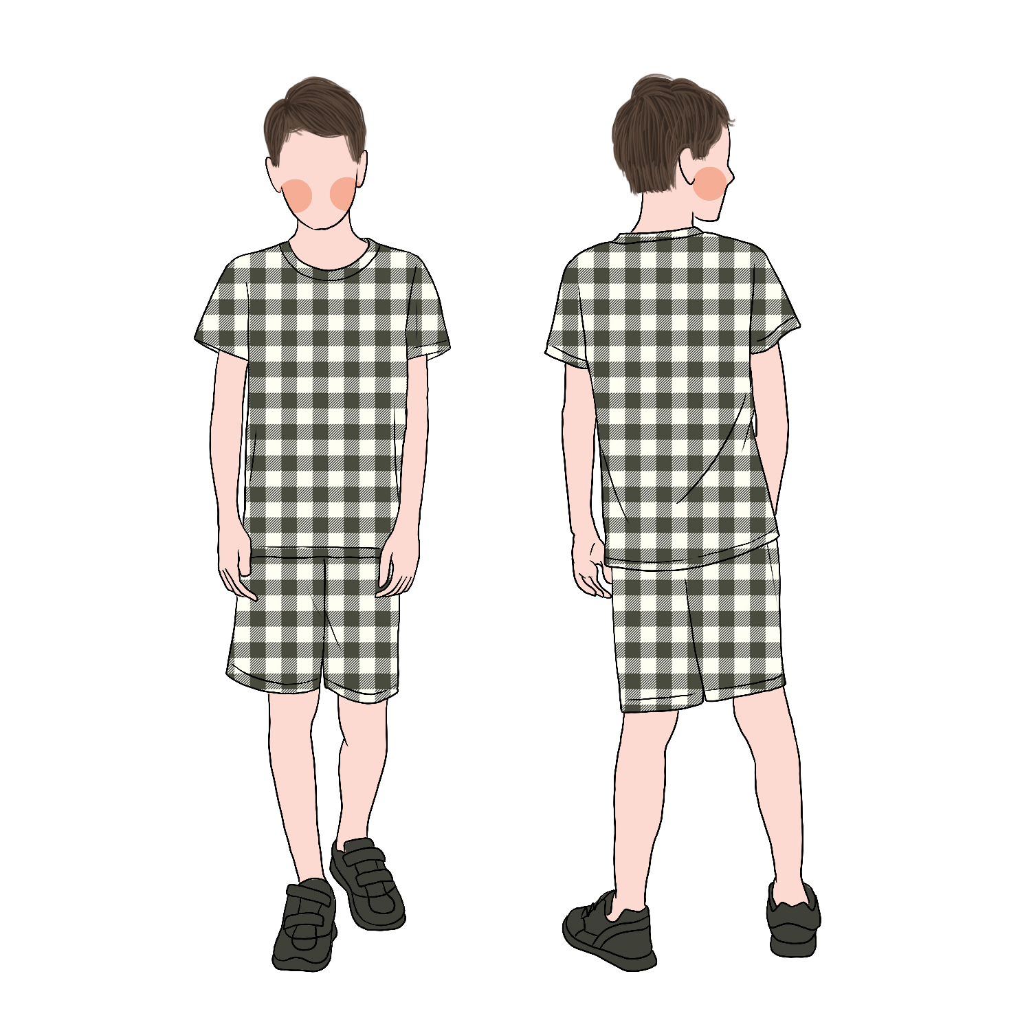 Hot Selling Custom Fashionable Summer 2pcs Kids Outfits Plaid Short Sleeves T-Shirt With Shorts Pant Boy Clothes Clothing Set - Image 6