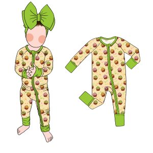 Hot Selling Bamboo Romper for Boys New Design Zipper Jumpsuit with Special Print OEM Baby Jammies for Spring