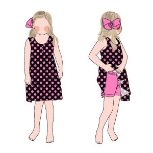 Wholesale Custom Beautiful Cherry Patterns Girls Short Sleeves Dress with Buttons Dress Casual Knee Length Dress