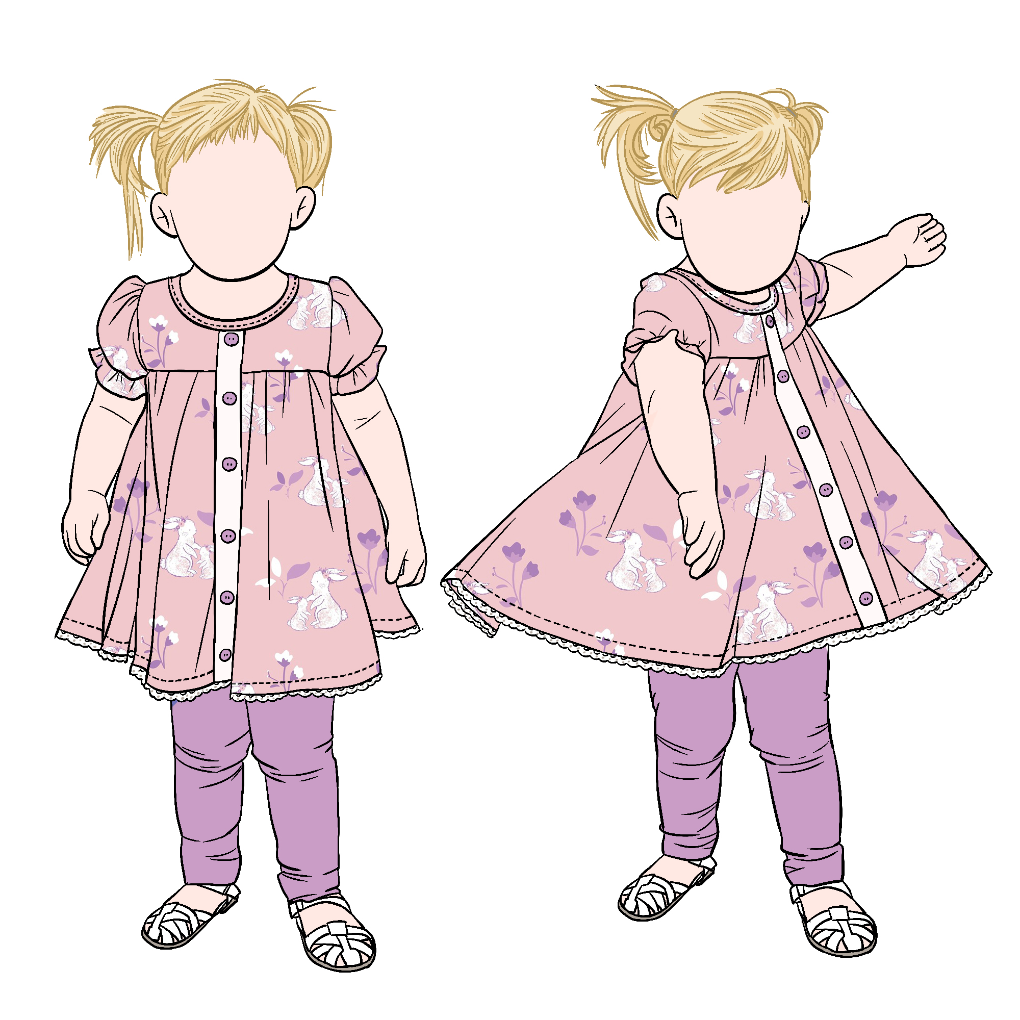 Wholesale Milk Protein Fiber Girl 2pcs Playsets Girls Clothing Set Puff Sleeves Front Buttons Top With Solid Leggings - Image 3