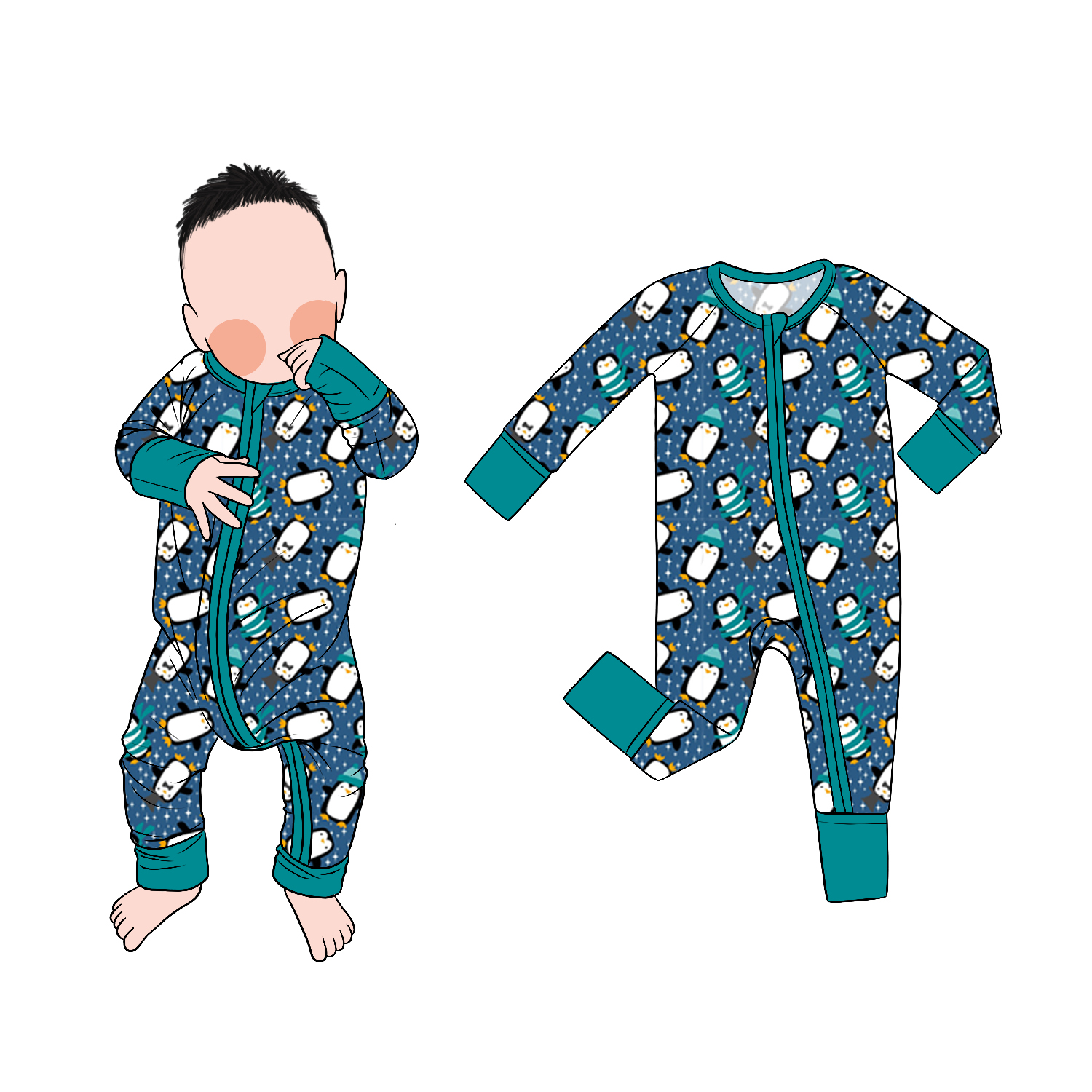 Hot Selling Boy Bamboo Romper Colorful Print Infant Bodysuit with YKK Convertible Zipper Casual for Autumn Season - Image 5