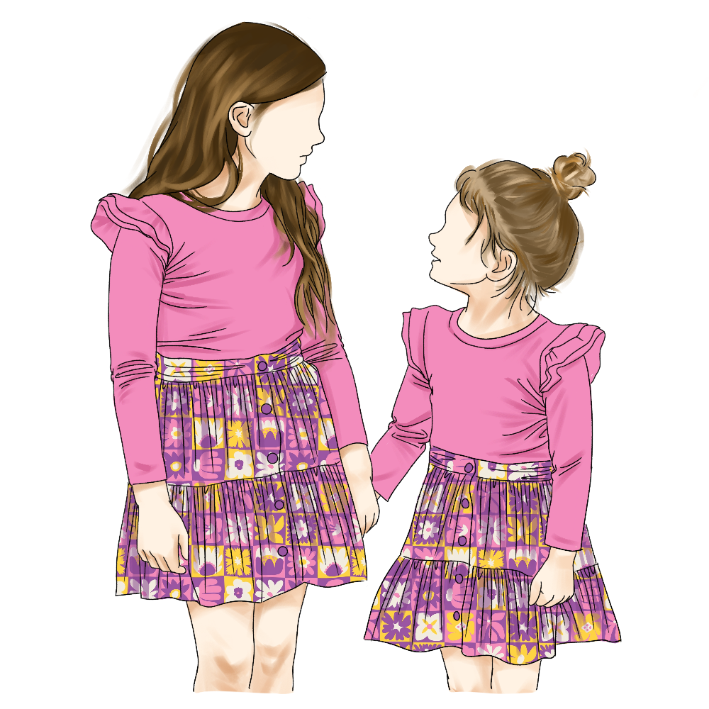 New Arrival 2025 Trending Toddler Vintage Floral Patterns Solid Ruffle Top Floral Skirt Baby Girls Clothing Set - Image 4