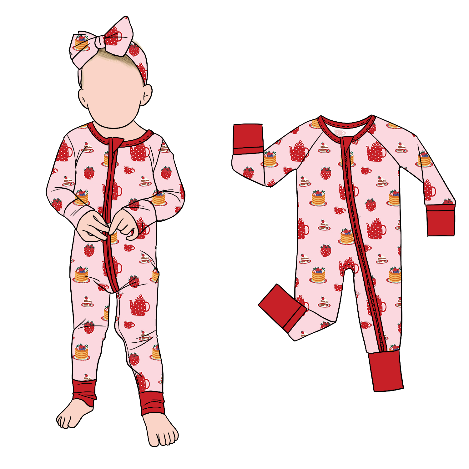 High Quality Comfortable Sweet Dessert Print Bamboo Zipper Baby Romper Breathable Bamboo Infant Sleep Suit - Image 5