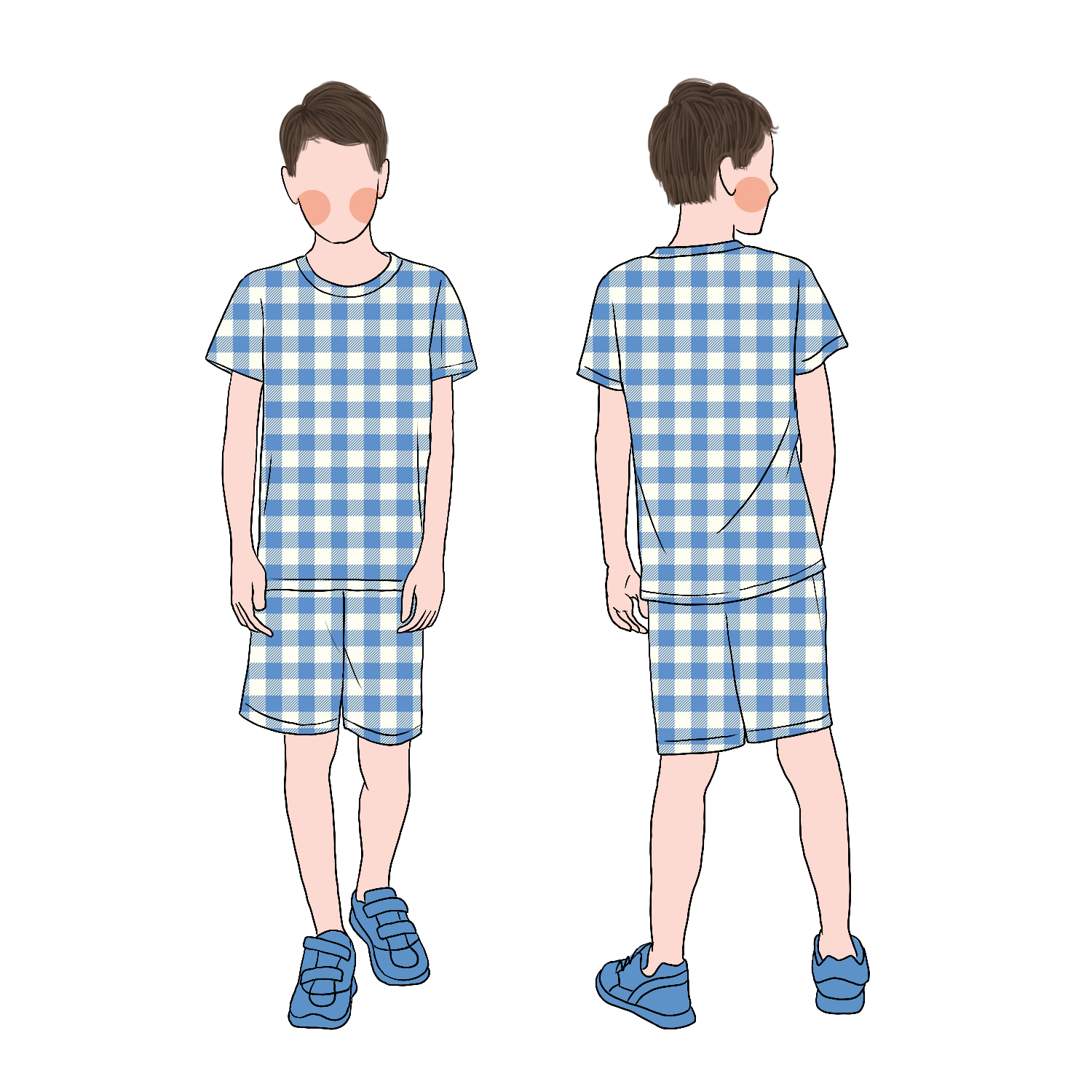 Hot Selling Custom Fashionable Summer 2pcs Kids Outfits Plaid Short Sleeves T-Shirt With Shorts Pant Boy Clothes Clothing Set - Image 4