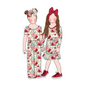 Sister Girls Dress and Romper Pants Flora Dress Jumper Custom Manufacturing Family Matching