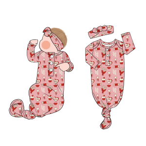 Wholesale Fashion Comfortable Breathable Newborn Baby Gown with Headband Baby Sleeping Bag 0-3 Months