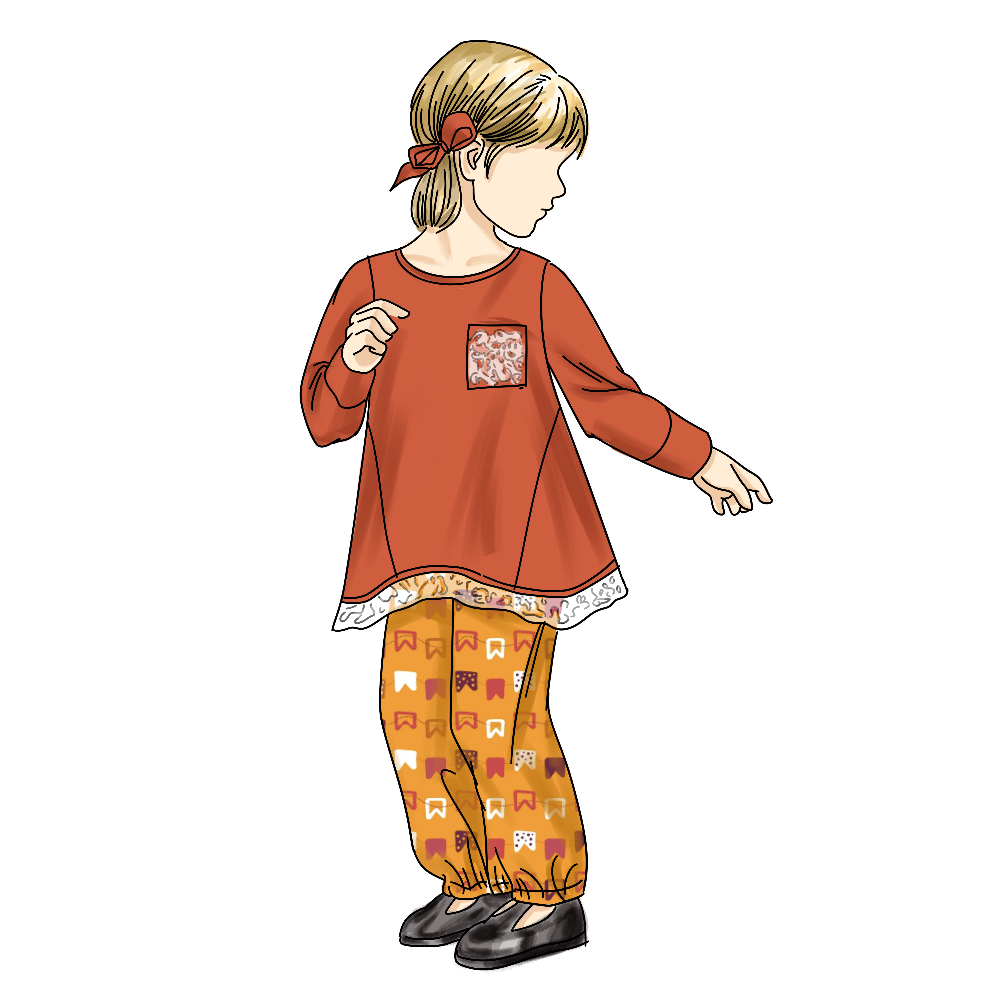 Custom Popular Solid Color Long Sleeve Knit Princess Girls Clothing Set Front Heart Pocket Casual Print Style for Summer Spring - Image 2